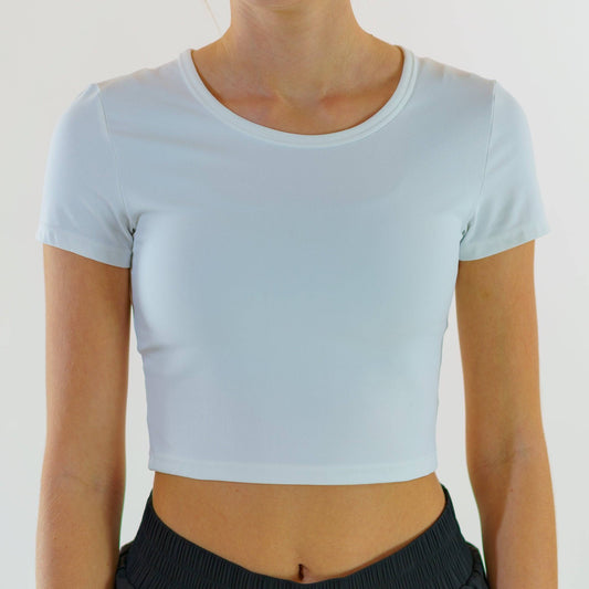 Round Neck Seamless Crop (White)