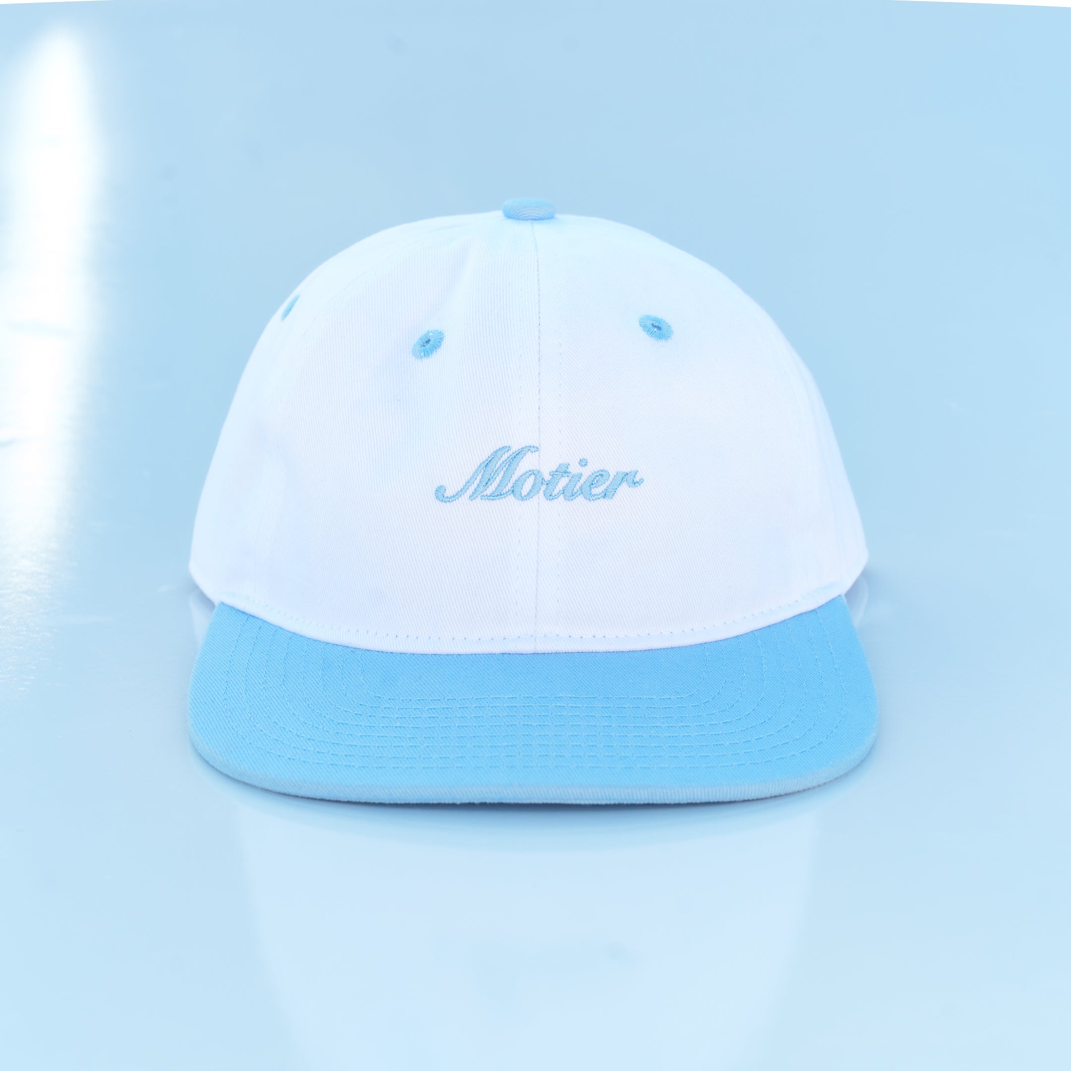 The Two Tone Script Strapback (White/Powder Blue)