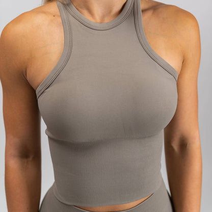 Seamless Racerback Sports Bra (Mocha) - Motier Lafayette 