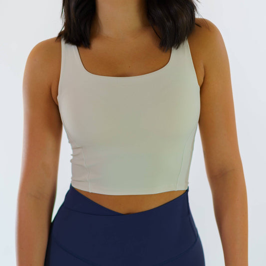 Seamless Scoop Neck Molded Tank (Ivory) - Motier Lafayette 