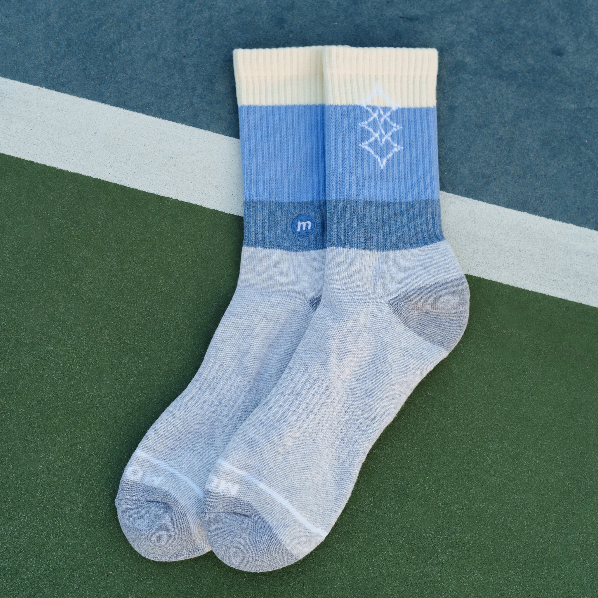 Tri -Blend 3 Star Socks (Ivory/Navy/Grey)