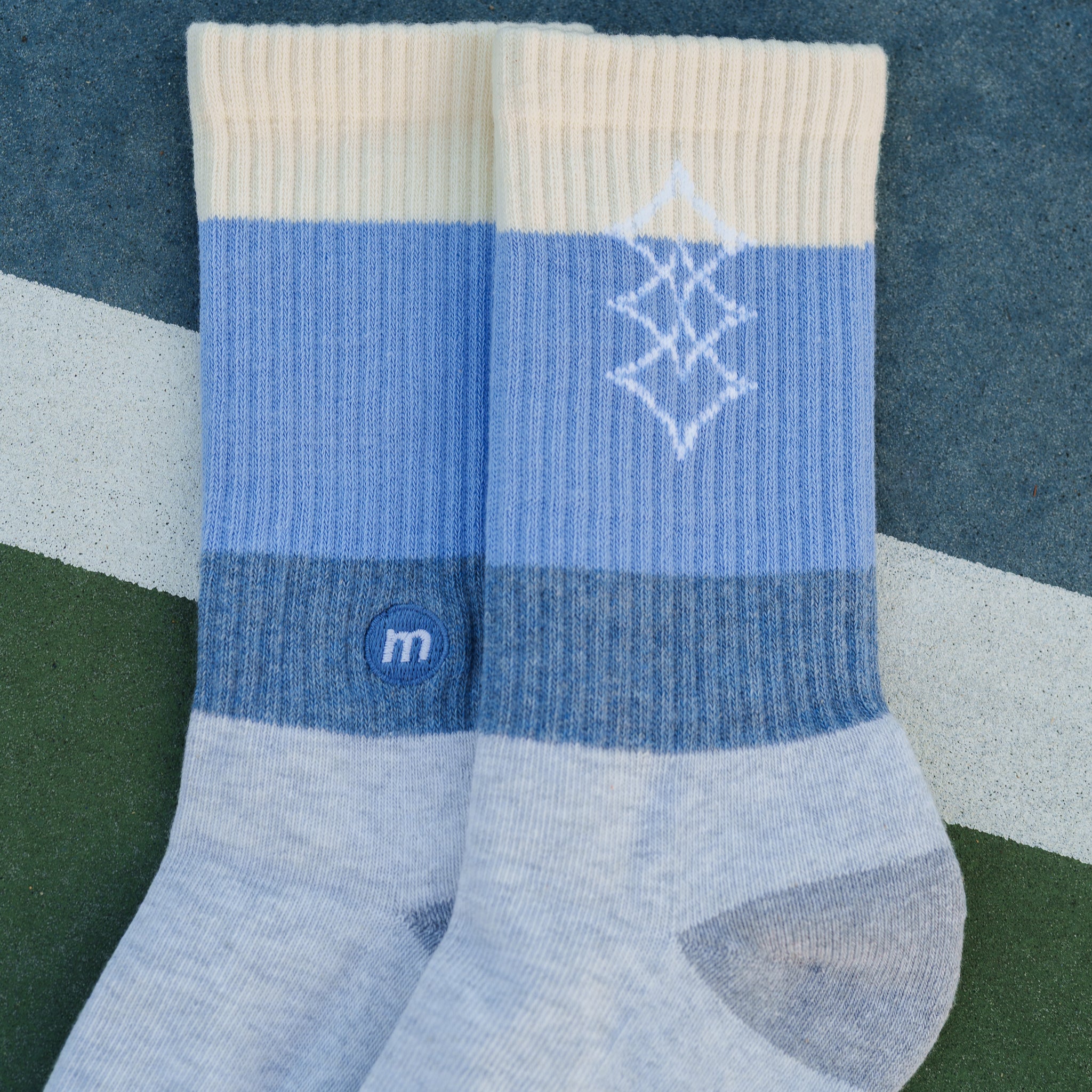 Tri -Blend 3 Star Socks (Ivory/Navy/Grey)