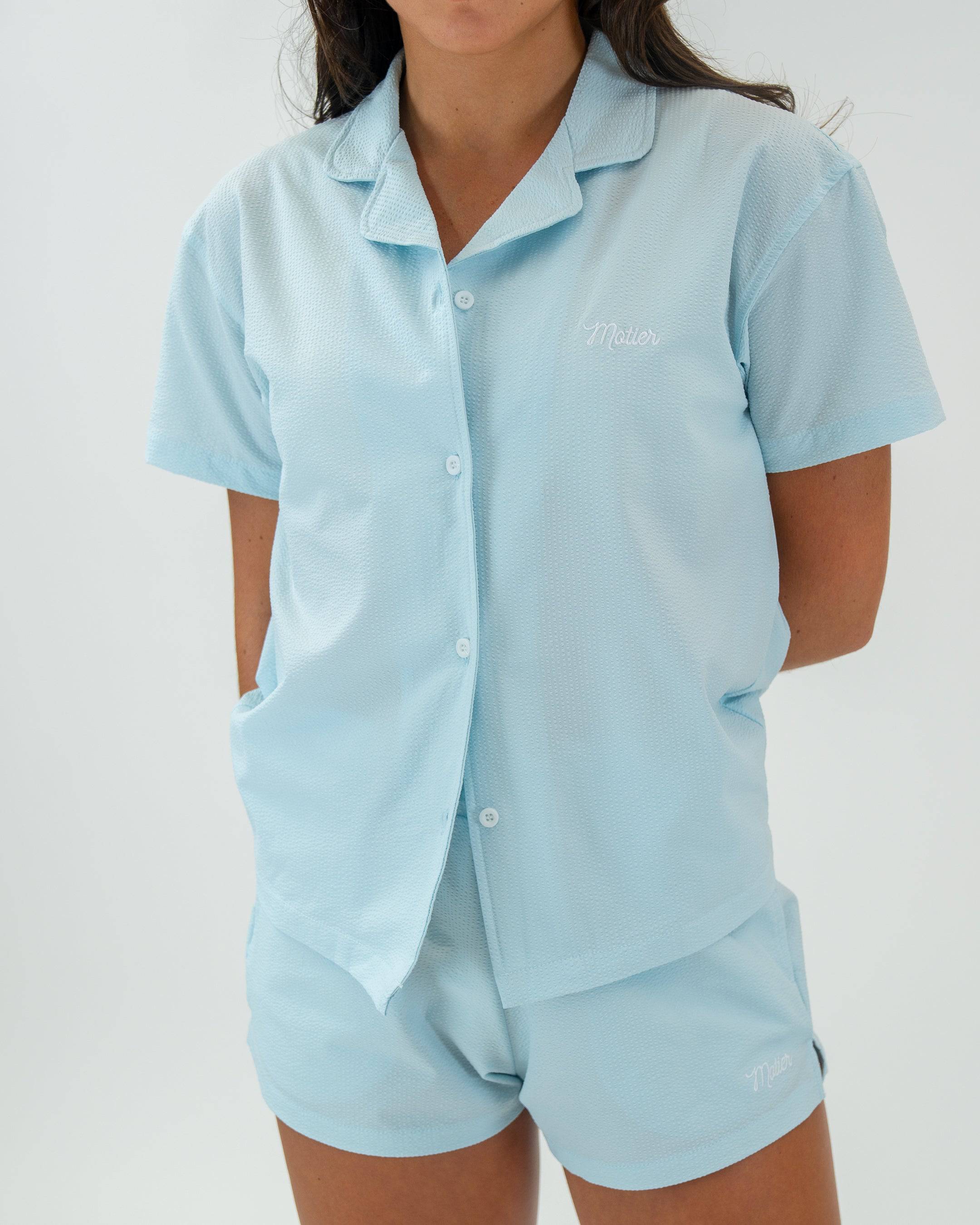 Sofia Seersucker Button Down (Breeze) - Motier Lafayette 
