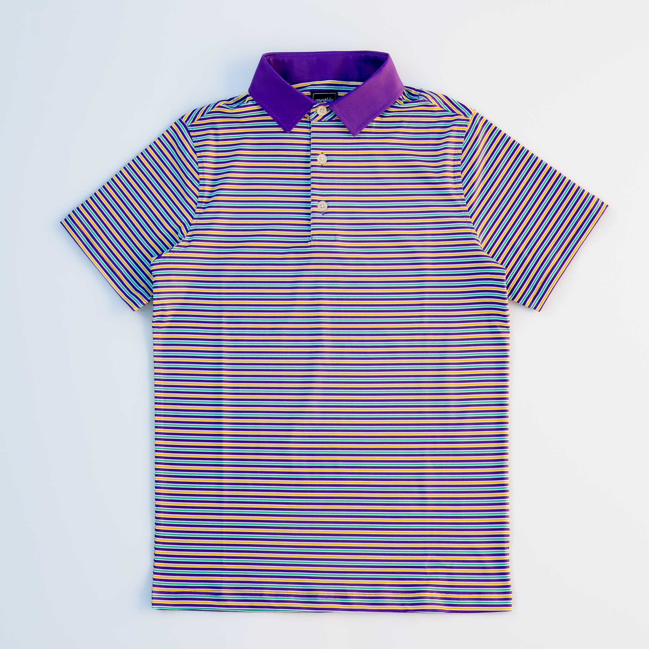 The Krewe de Motier Striped Polo (Mardi Gras) - Motier Lafayette 