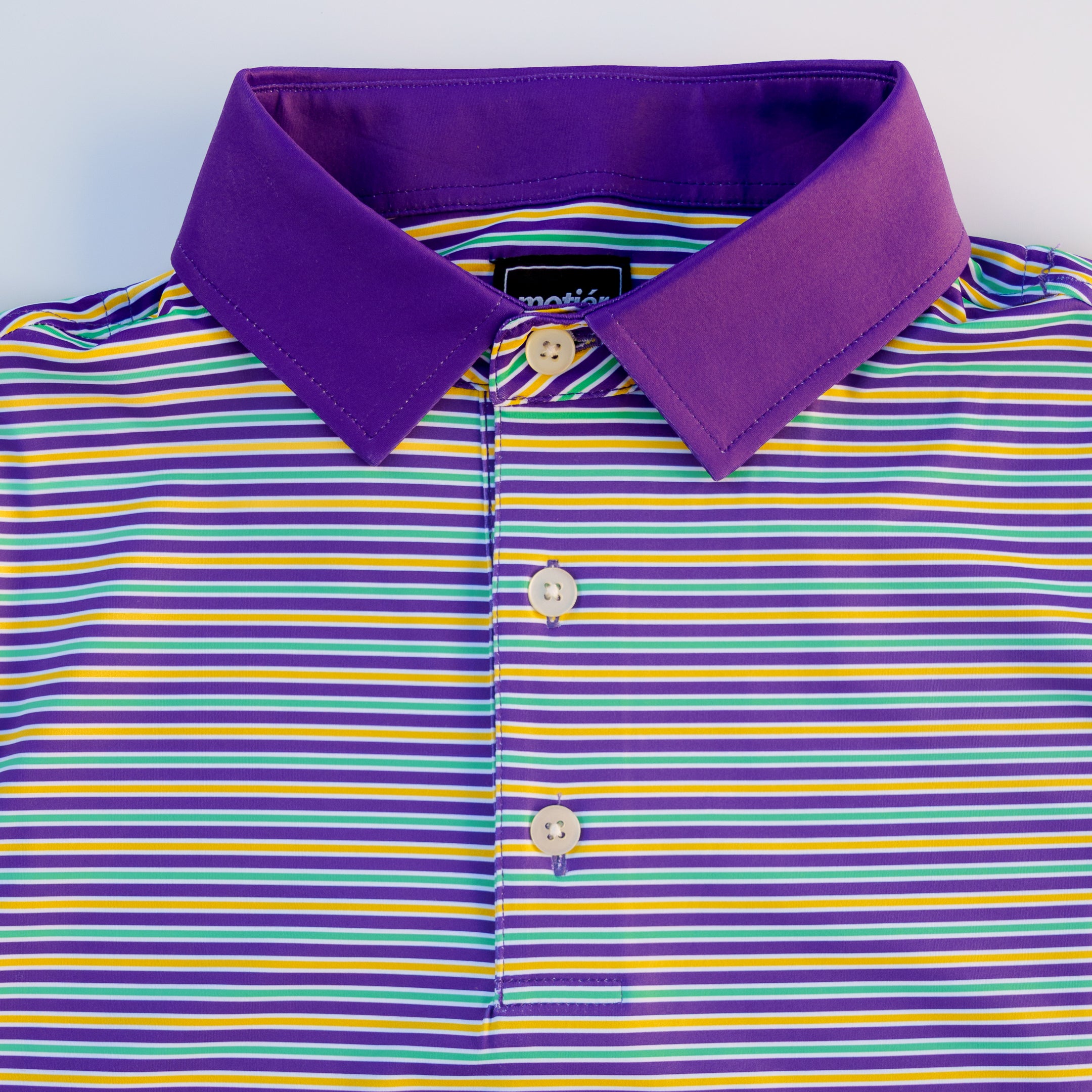 The Krewe de Motier Striped Polo (Mardi Gras) - Motier Lafayette 