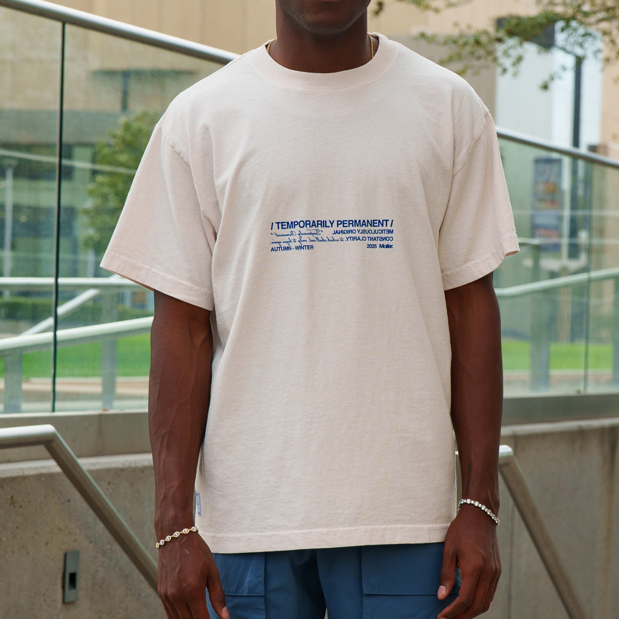 Temporarily Permanent Luxe Tee (White Sand)