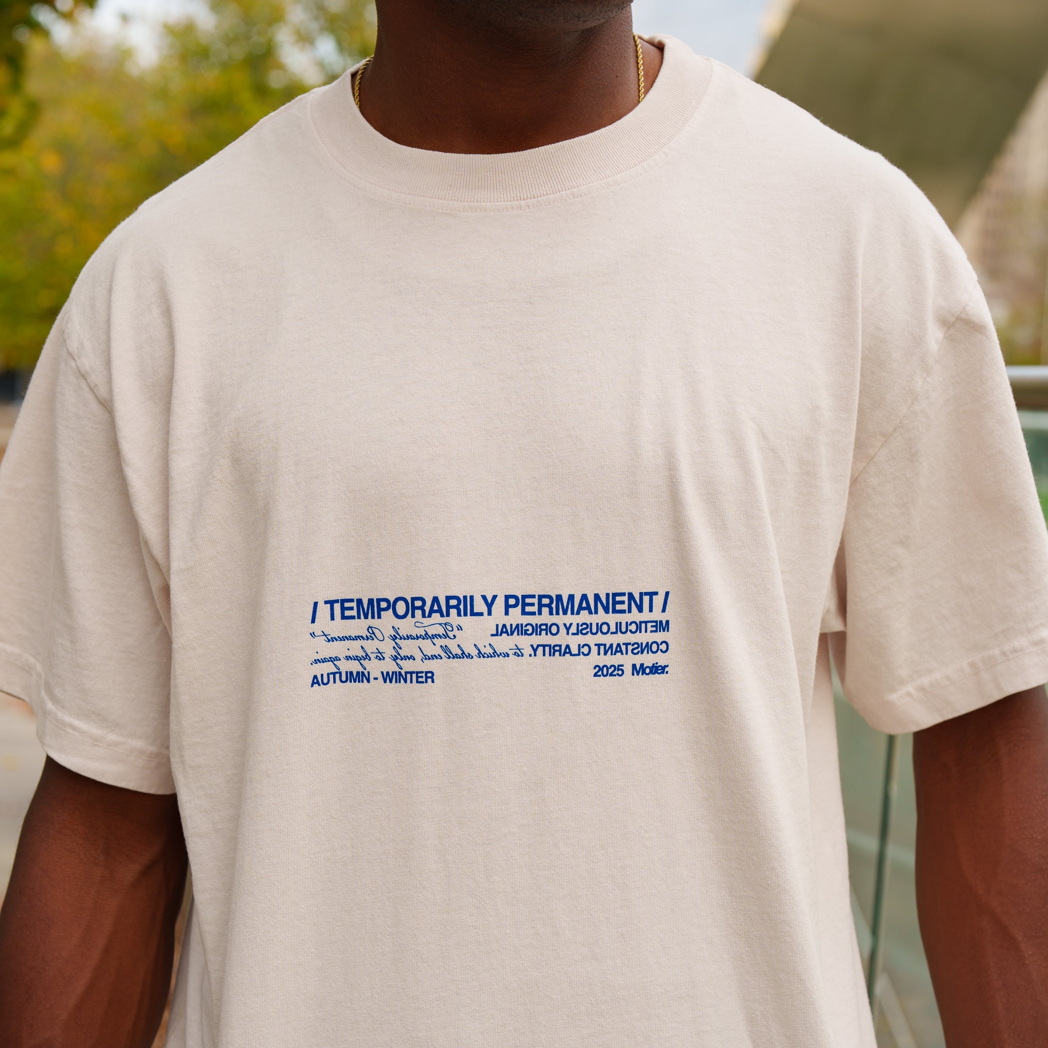 Temporarily Permanent Luxe Tee (White Sand)