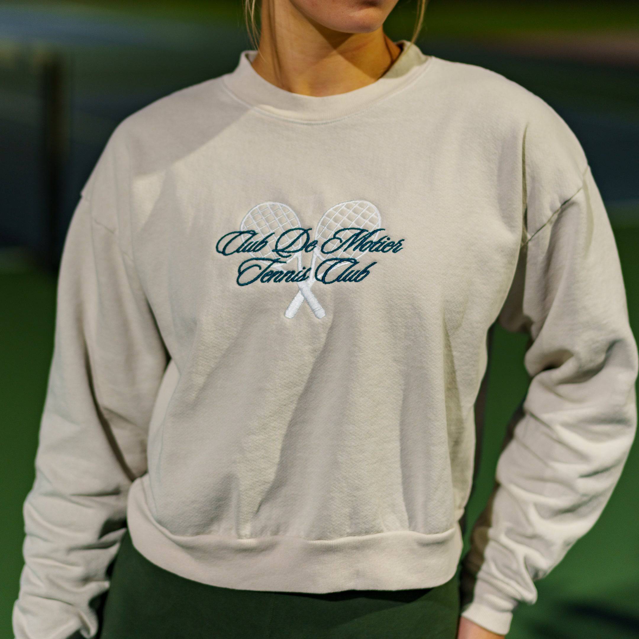 Motier Tennis Club Luxe Cropped Crewneck (Tan) - Motier Lafayette 