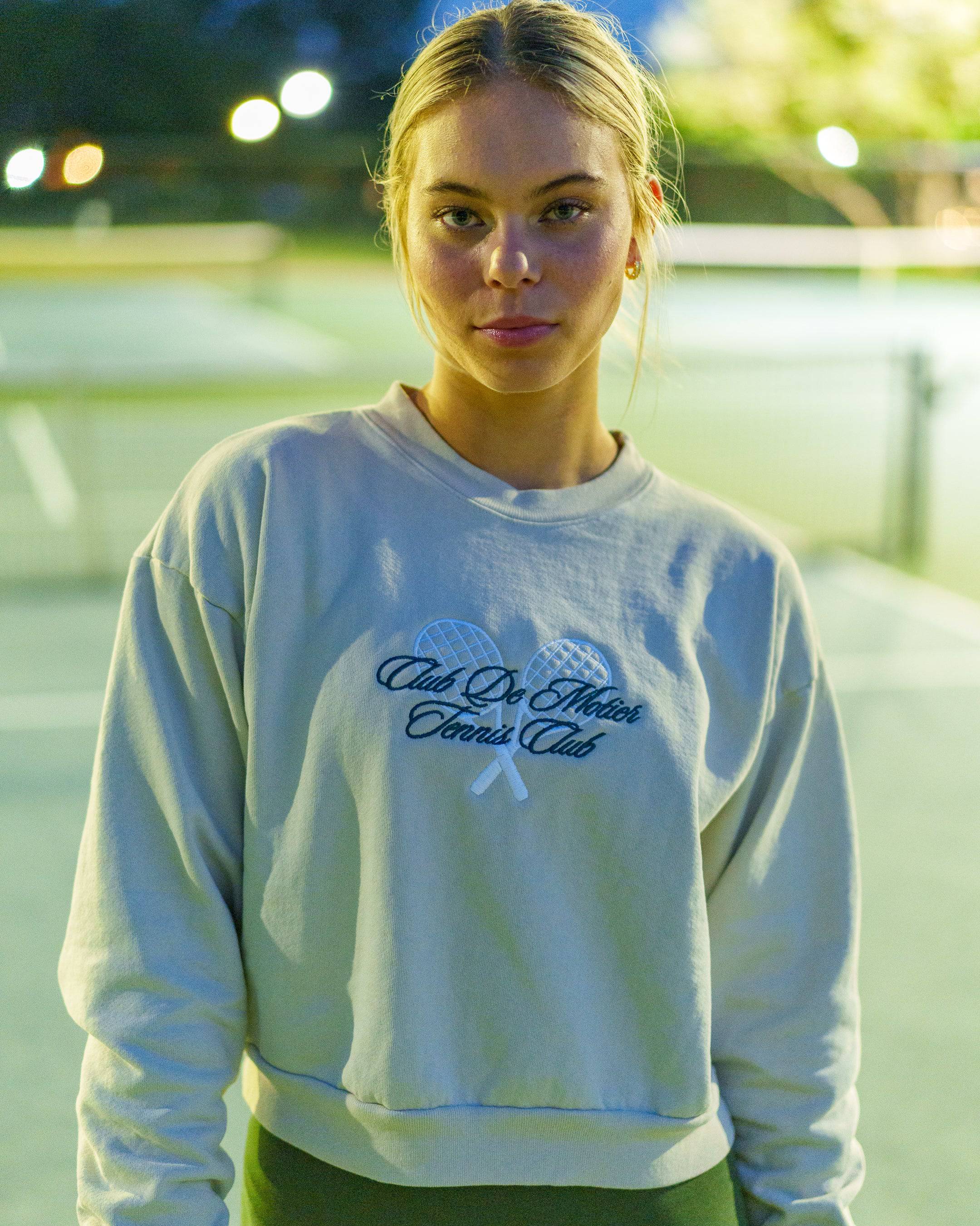 Motier Tennis Club Luxe Cropped Crewneck (Tan) - Motier Lafayette 