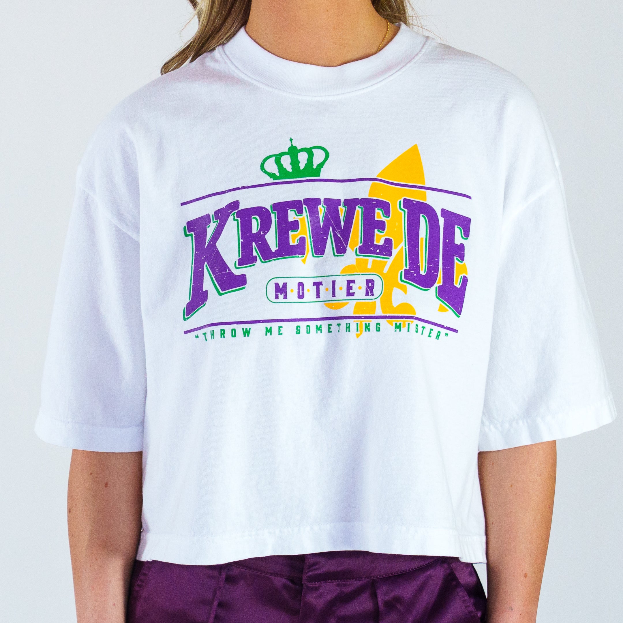 The Throw Me Something Luxe Crop (White)