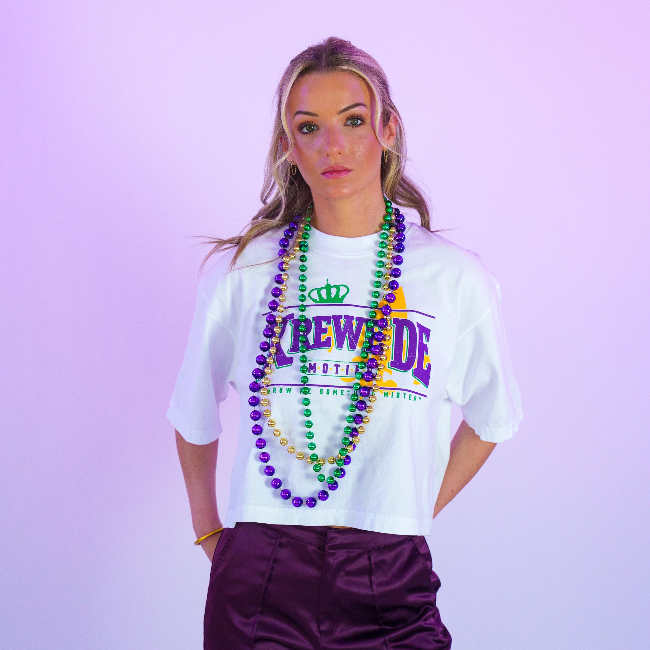 The Throw Me Something Luxe Crop (White)