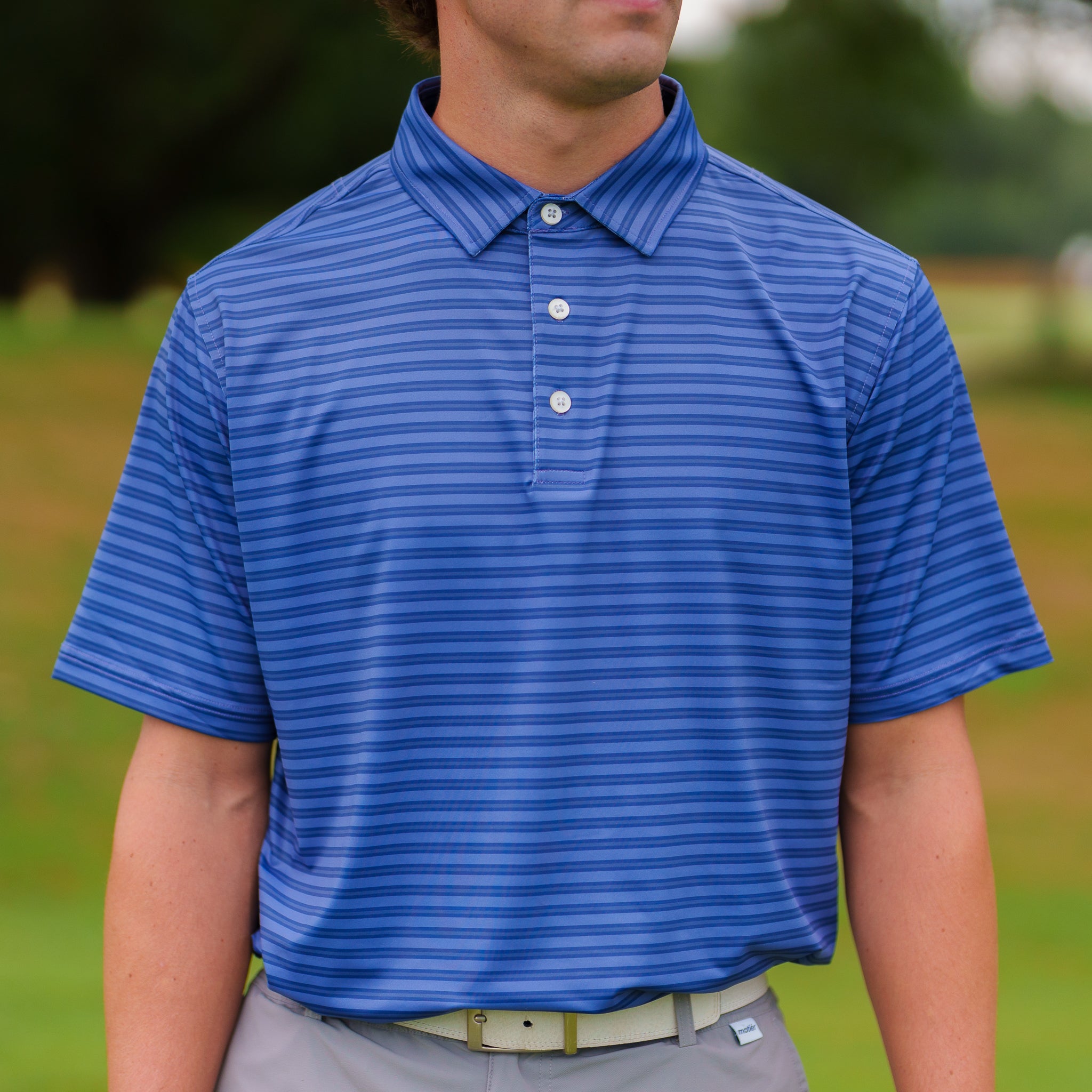 The Motier Striped Tour Golf Polo (Oceana) - Motier Lafayette 