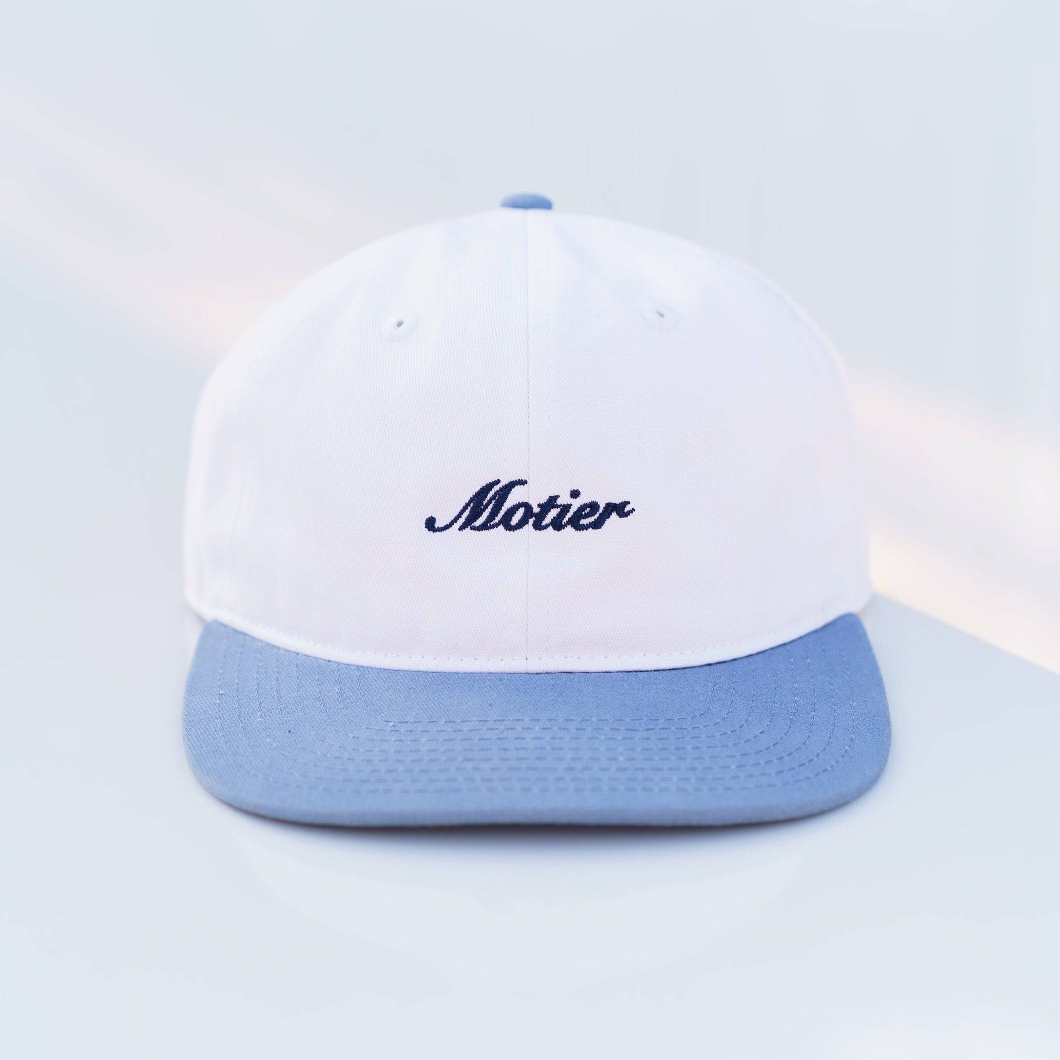 The Two-Tone Script Strapback (White/Denim) - Motier Lafayette 