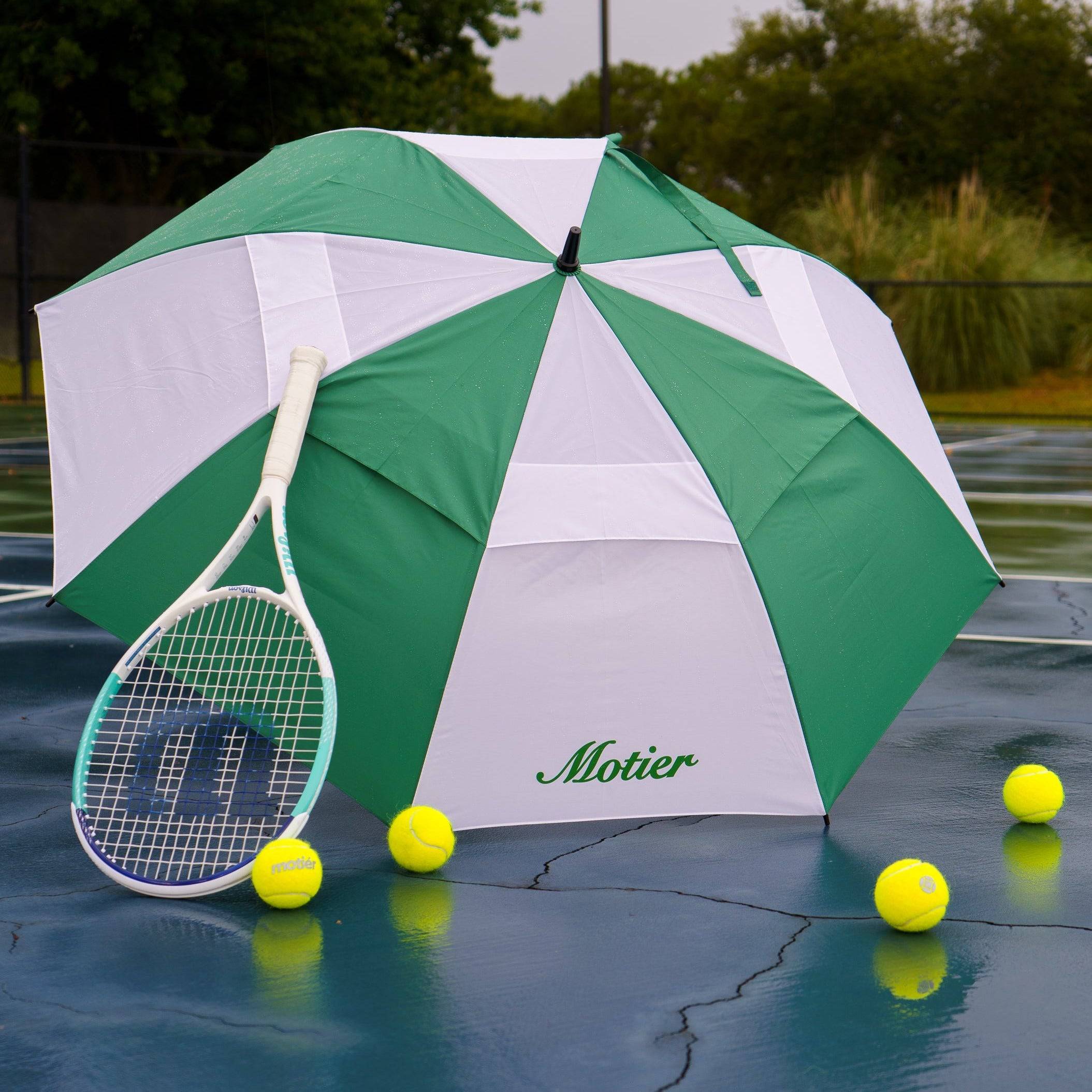 The Motier Script Umbrella (White/Green) - Motier Lafayette 
