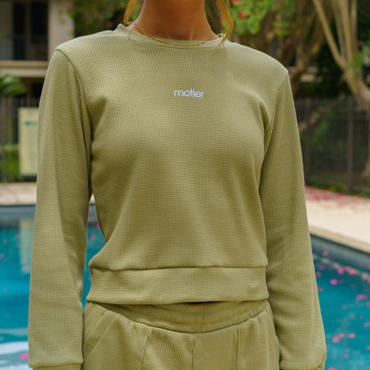 The Waffle Knit Pullover (Sage)