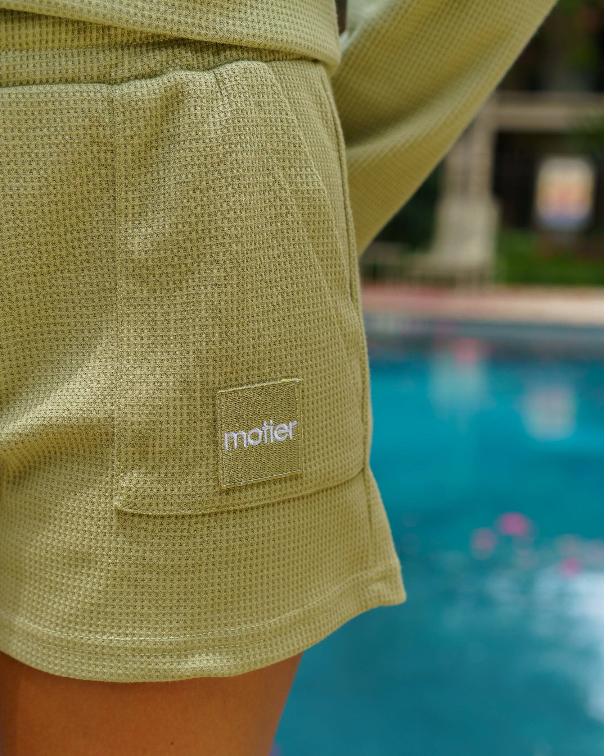 The Waffle Knit Shorts (Sage) - Motier Lafayette 