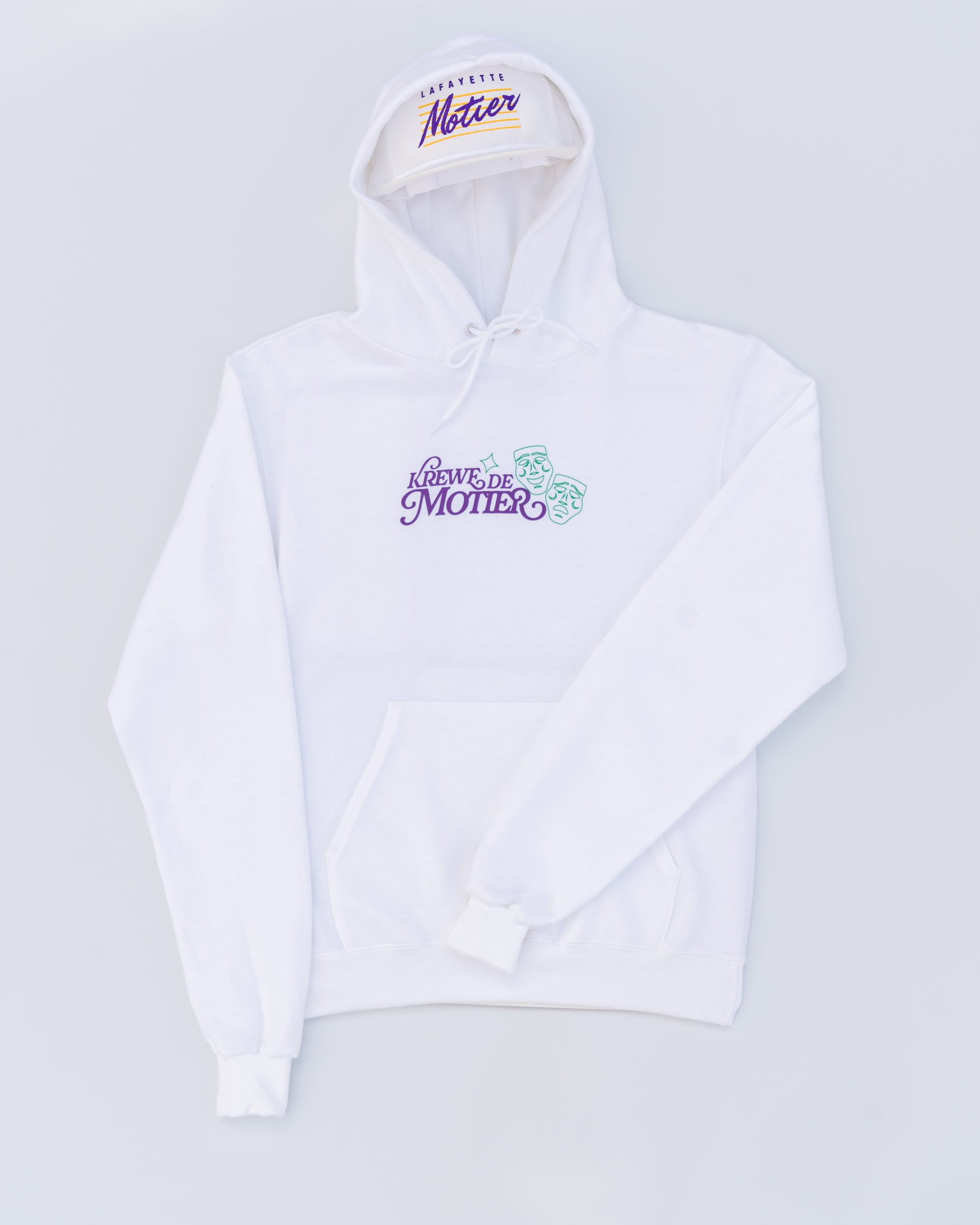 The Krewe De Motier 2025 Hoodie (White) - Motier Lafayette 