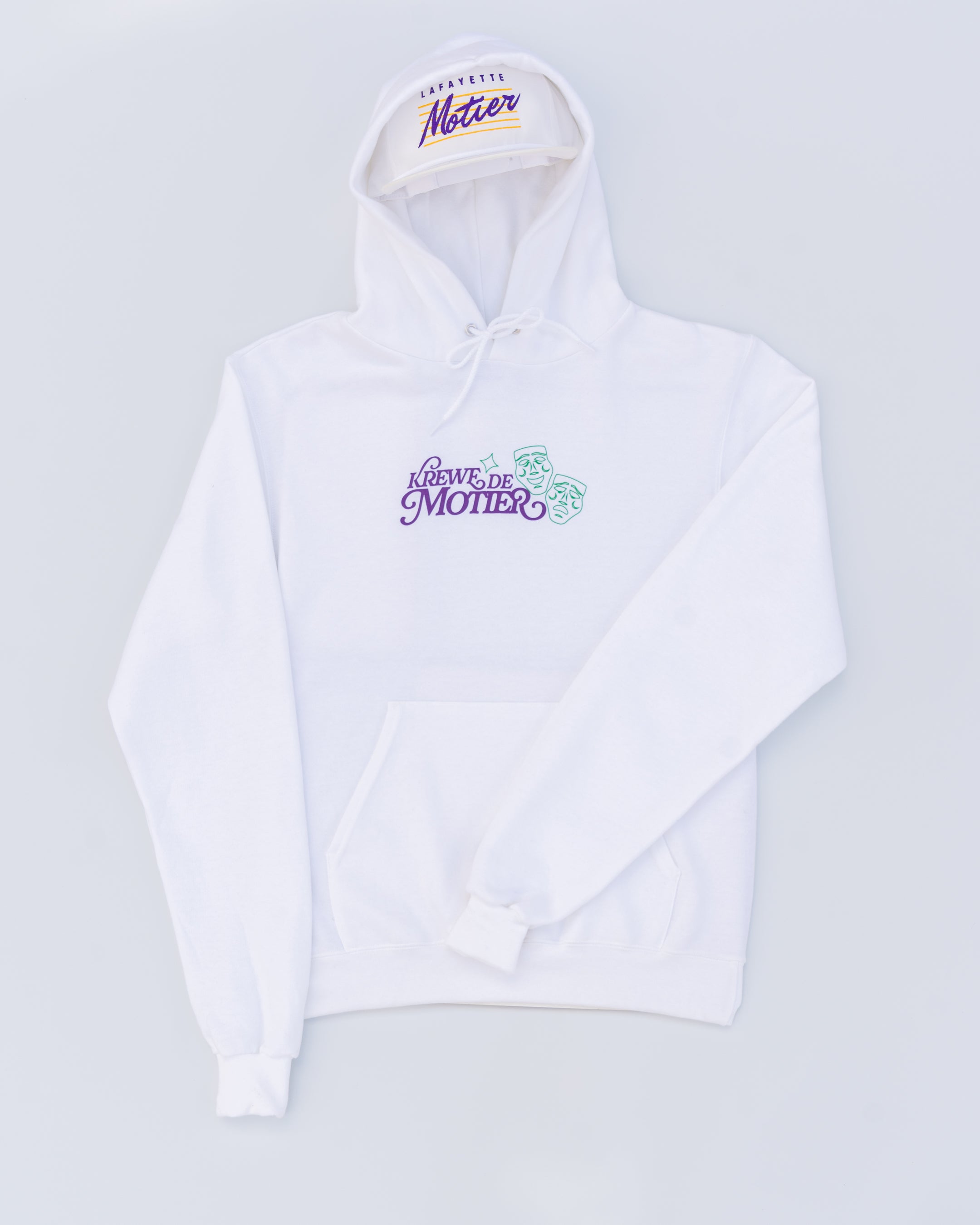 The Krewe De Motier 2025 Hoodie (White) - Motier Lafayette 