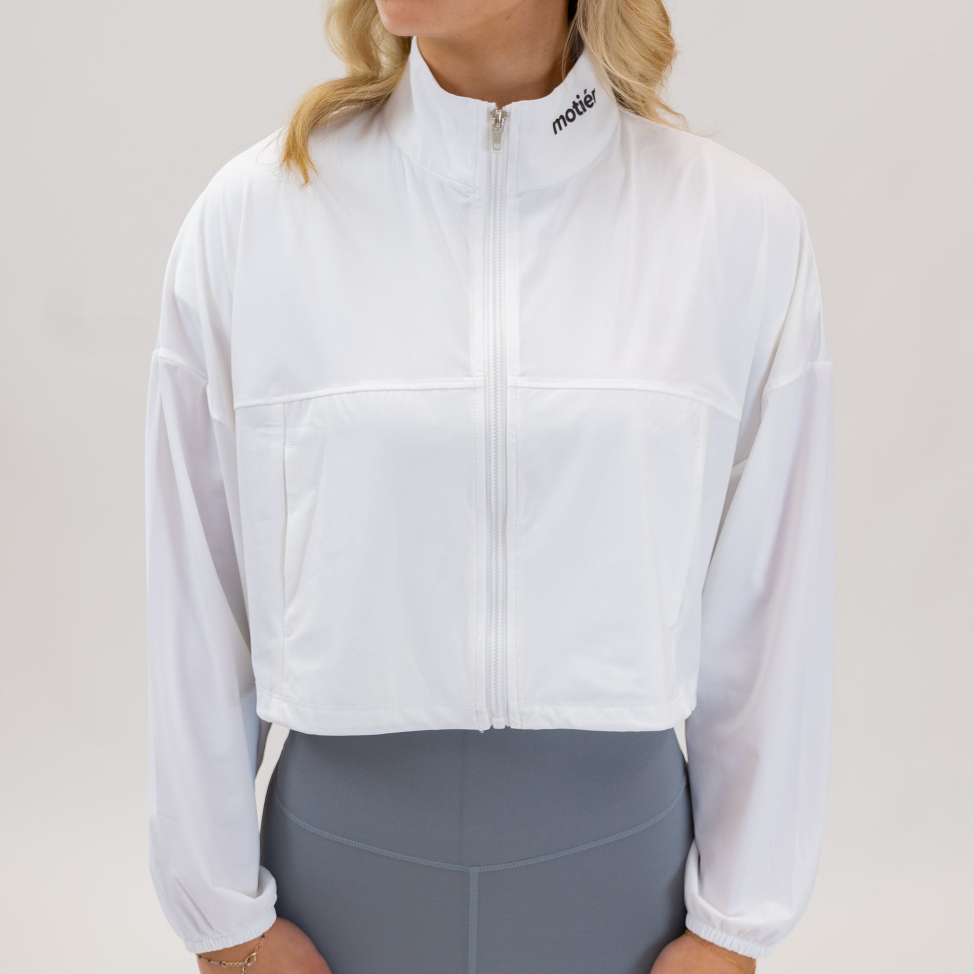 The Motier Core Cropped Active Pullover (White) - Motier Lafayette 