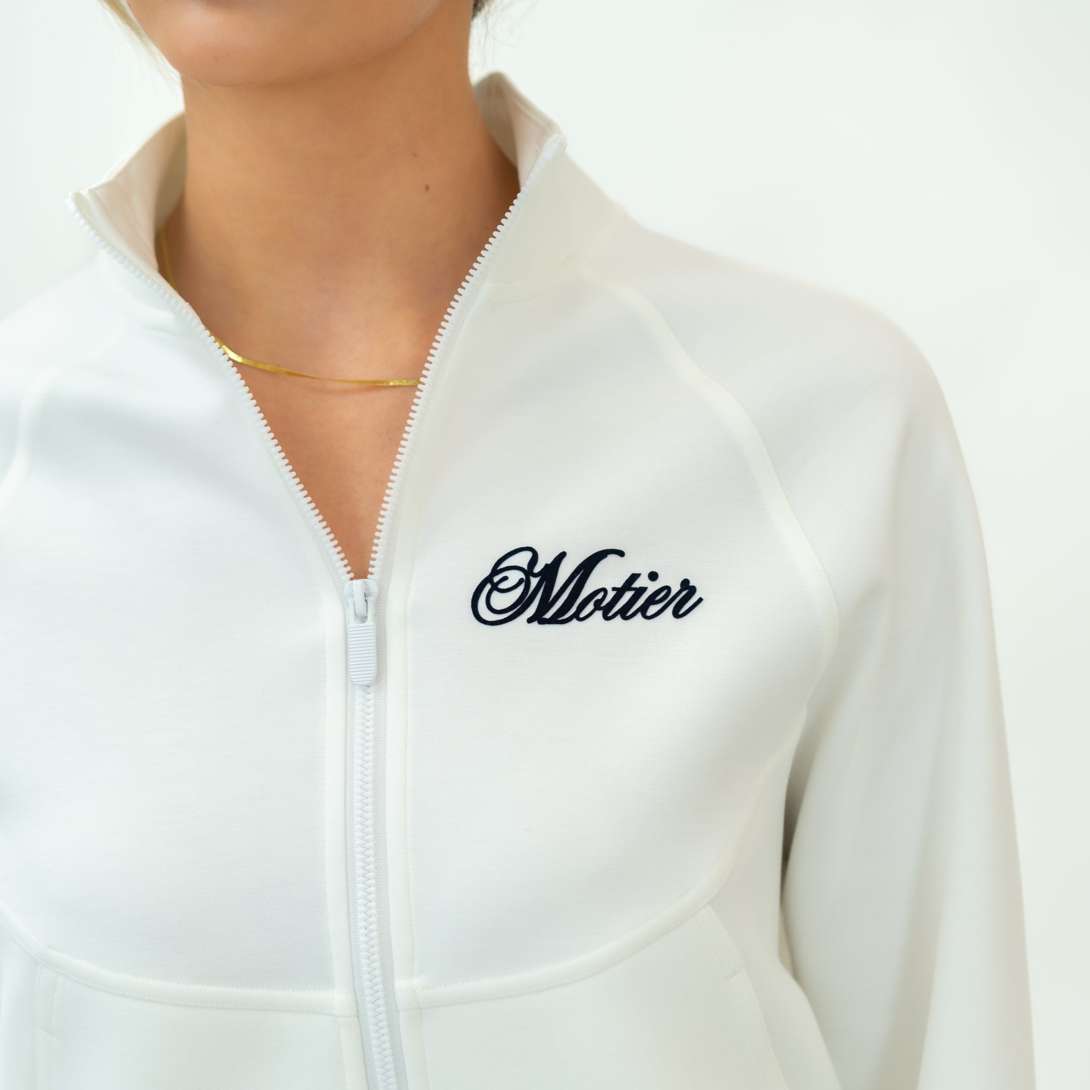 Grand Script Aircotton Full-Zip Jacket (White) - Motier Lafayette 