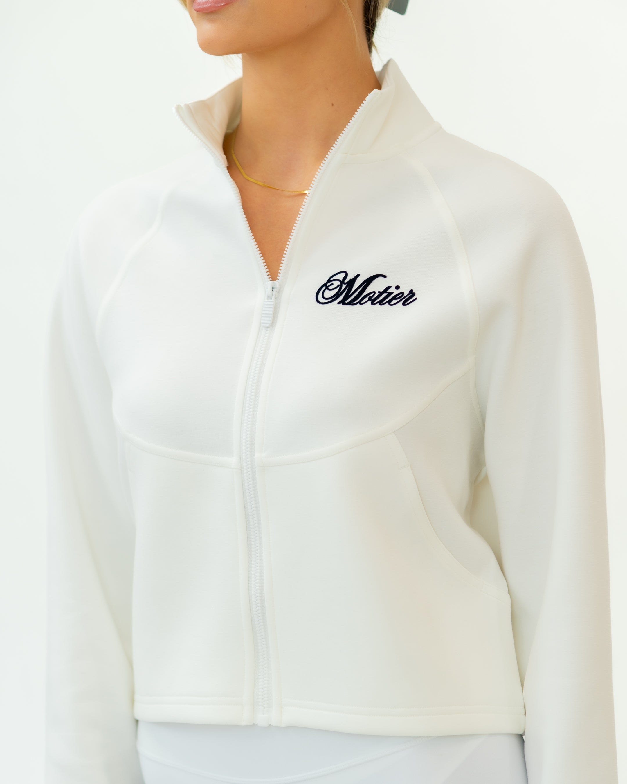 Grand Script Aircotton Full-Zip Jacket (White) - Motier Lafayette 
