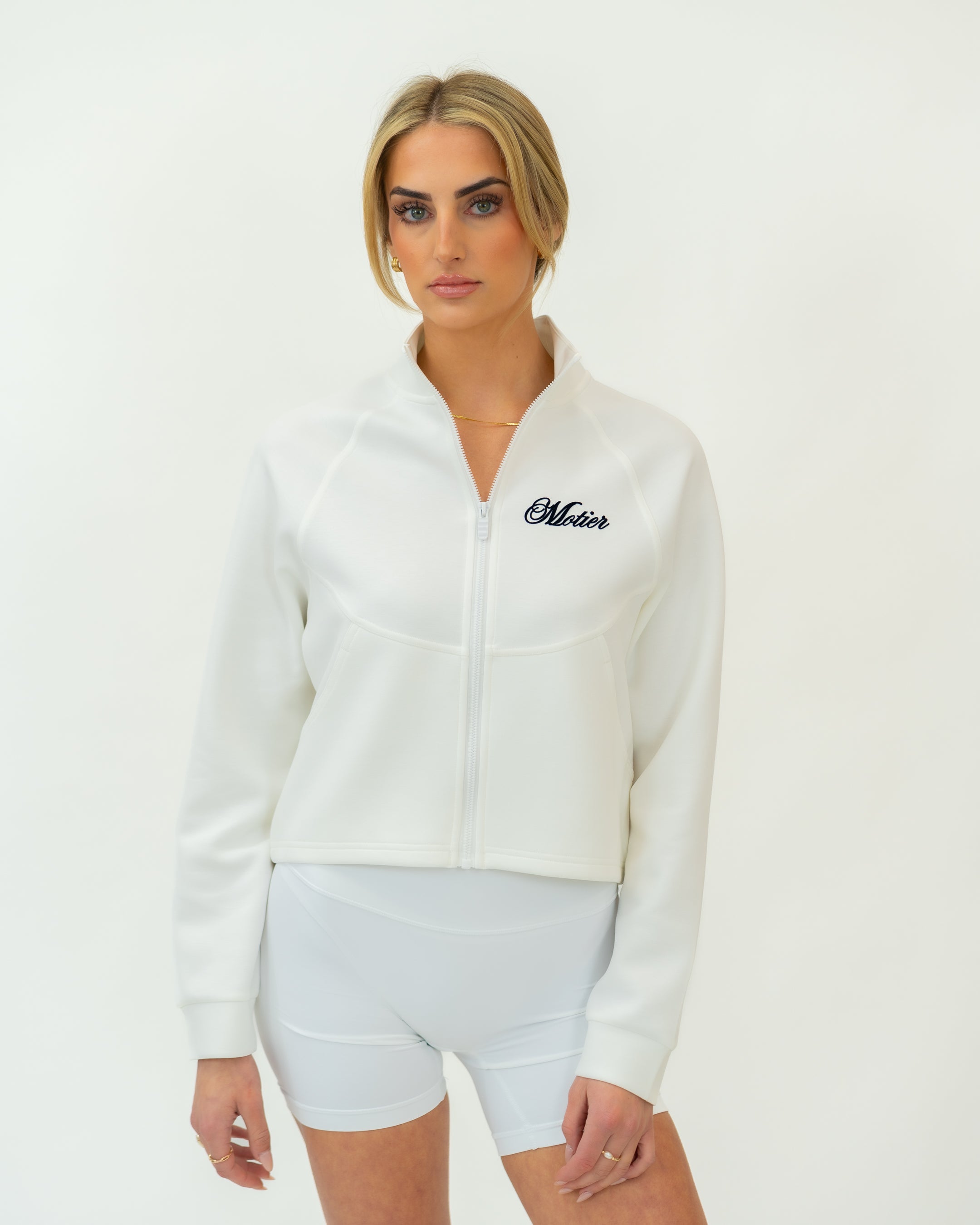 Grand Script Aircotton Full-Zip Jacket (White) - Motier Lafayette 