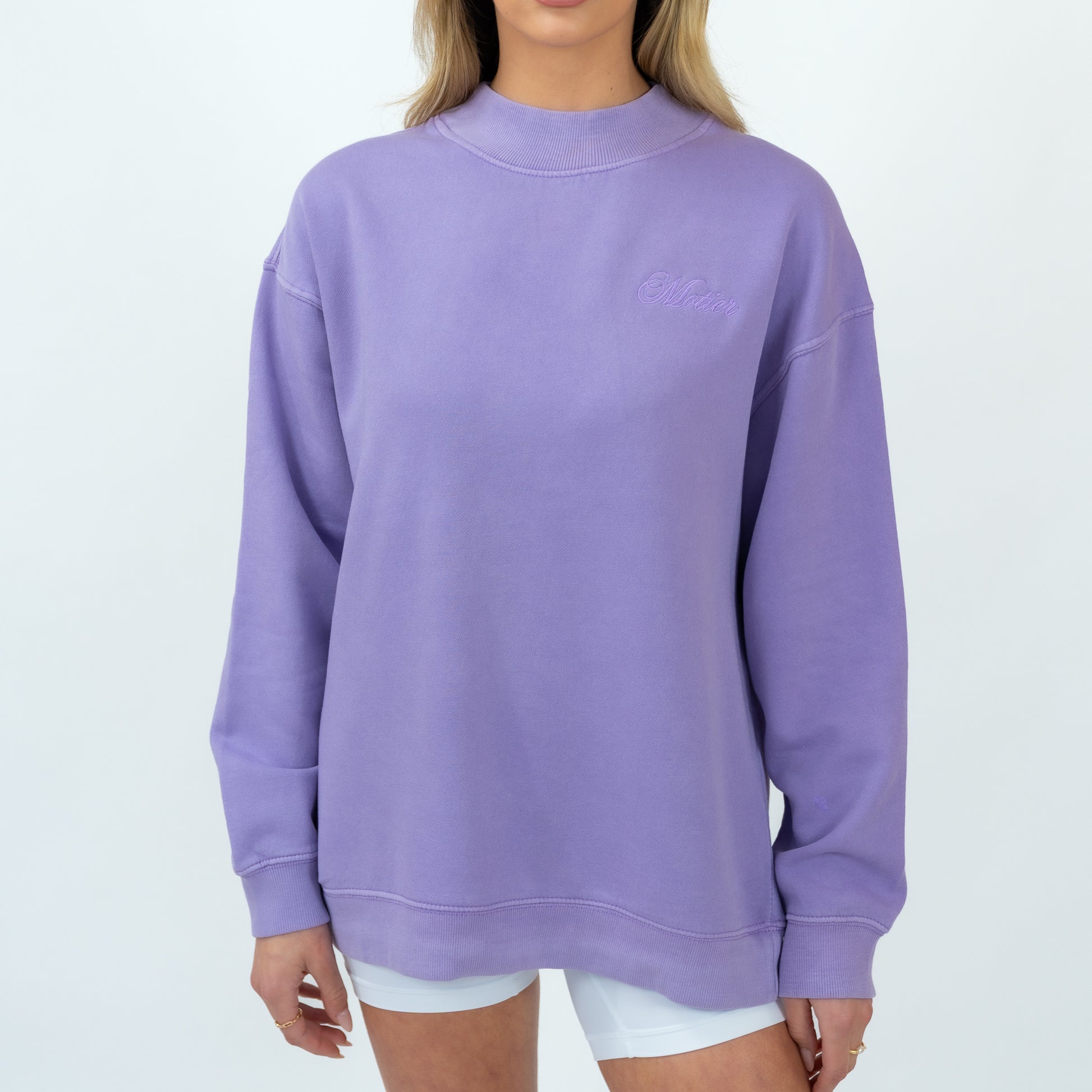 The Grand Script Mock Crewneck (Purple) - Motier Lafayette 