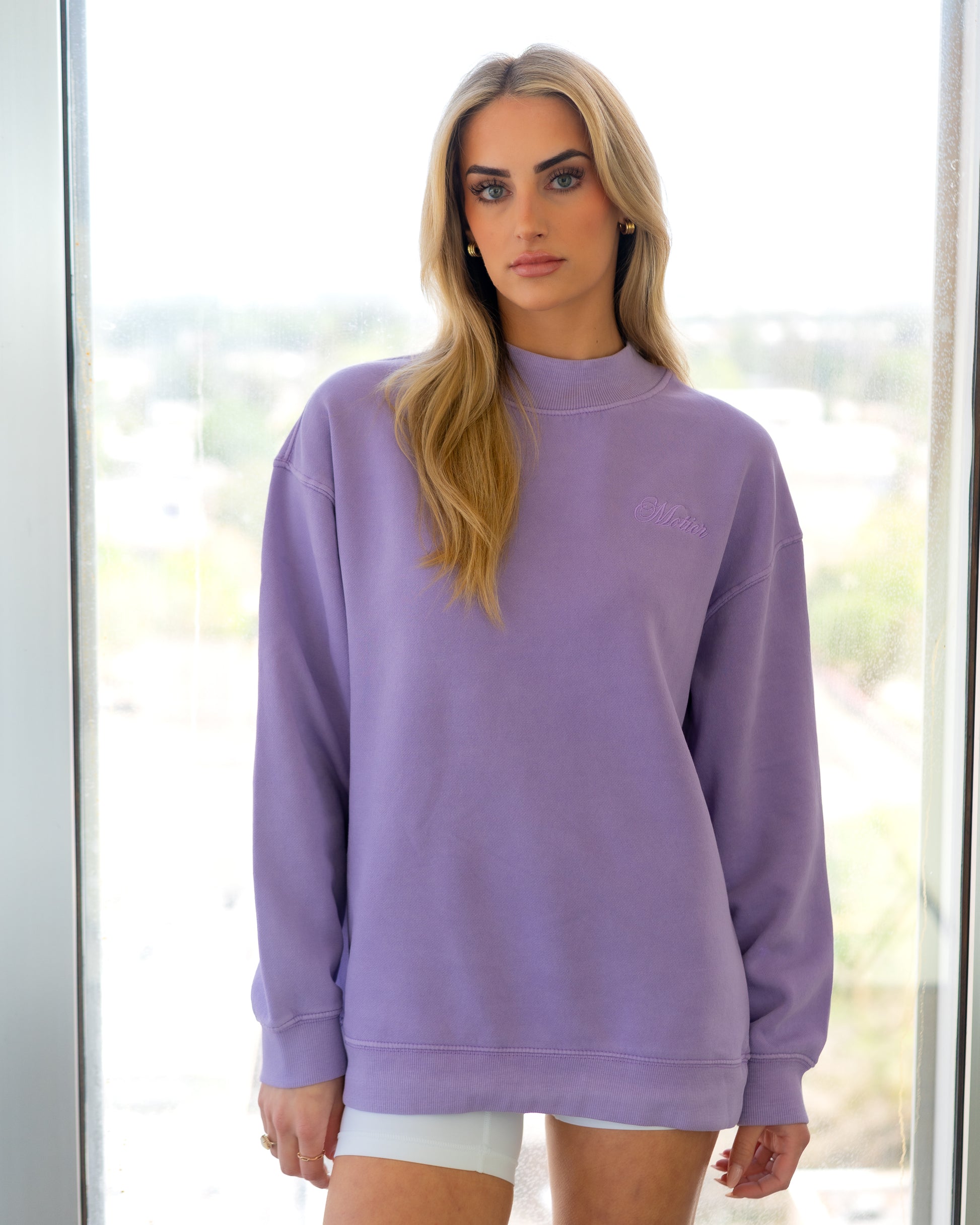 The Grand Script Mock Crewneck (Purple) - Motier Lafayette 