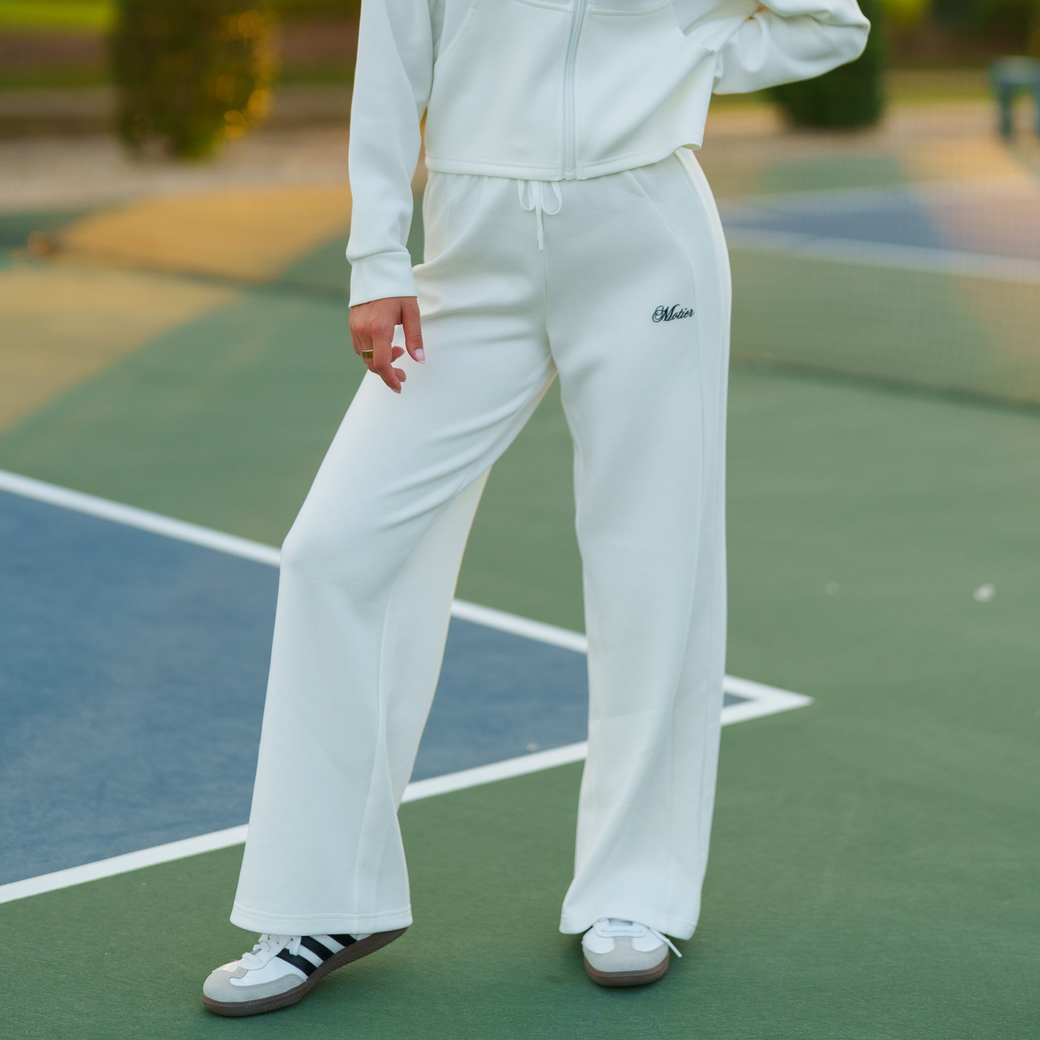 Grand Script Aircotton Highwaist Active Pant (White) - Motier Lafayette 