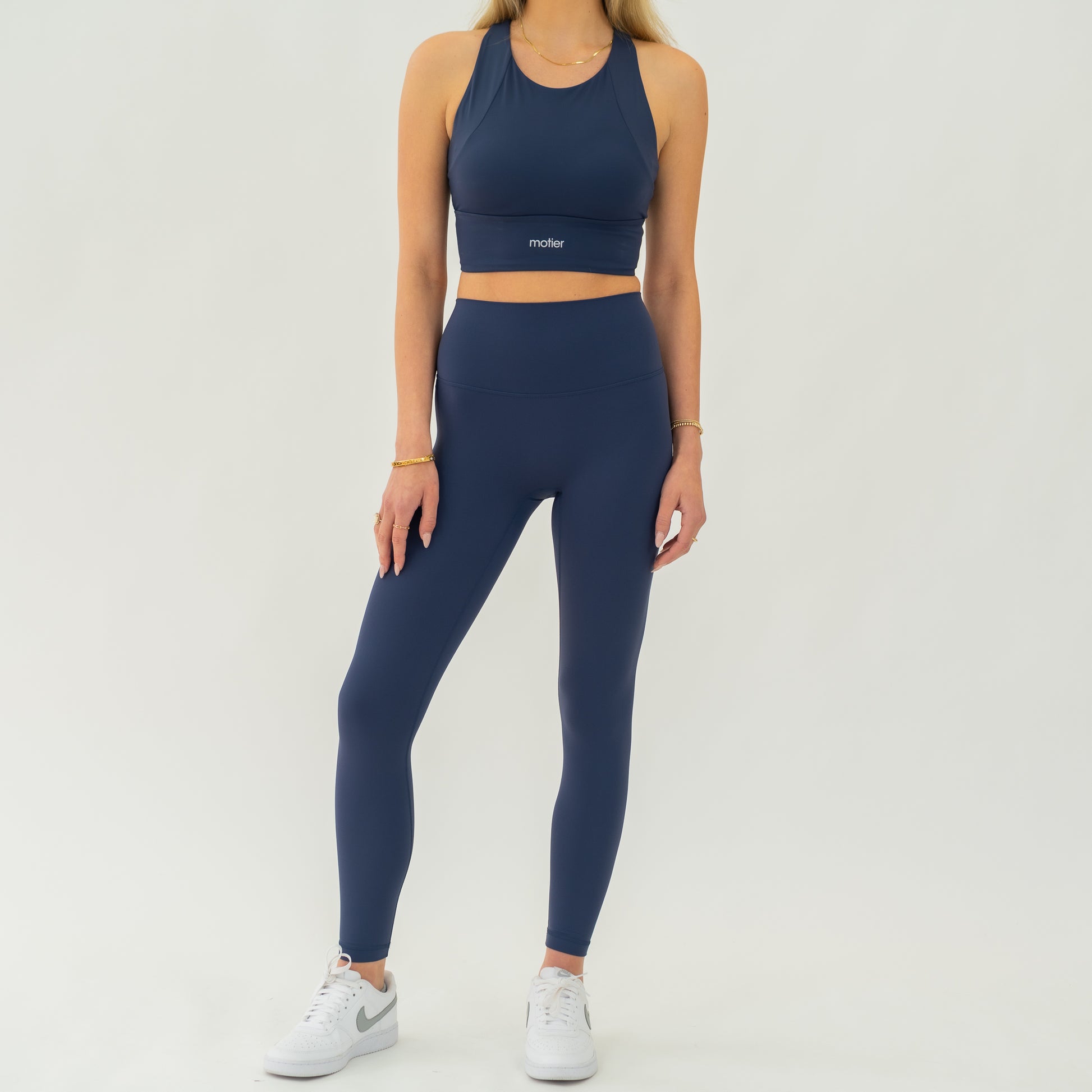 The Empower Highwaist Leggings (Navy) - Motier Lafayette 