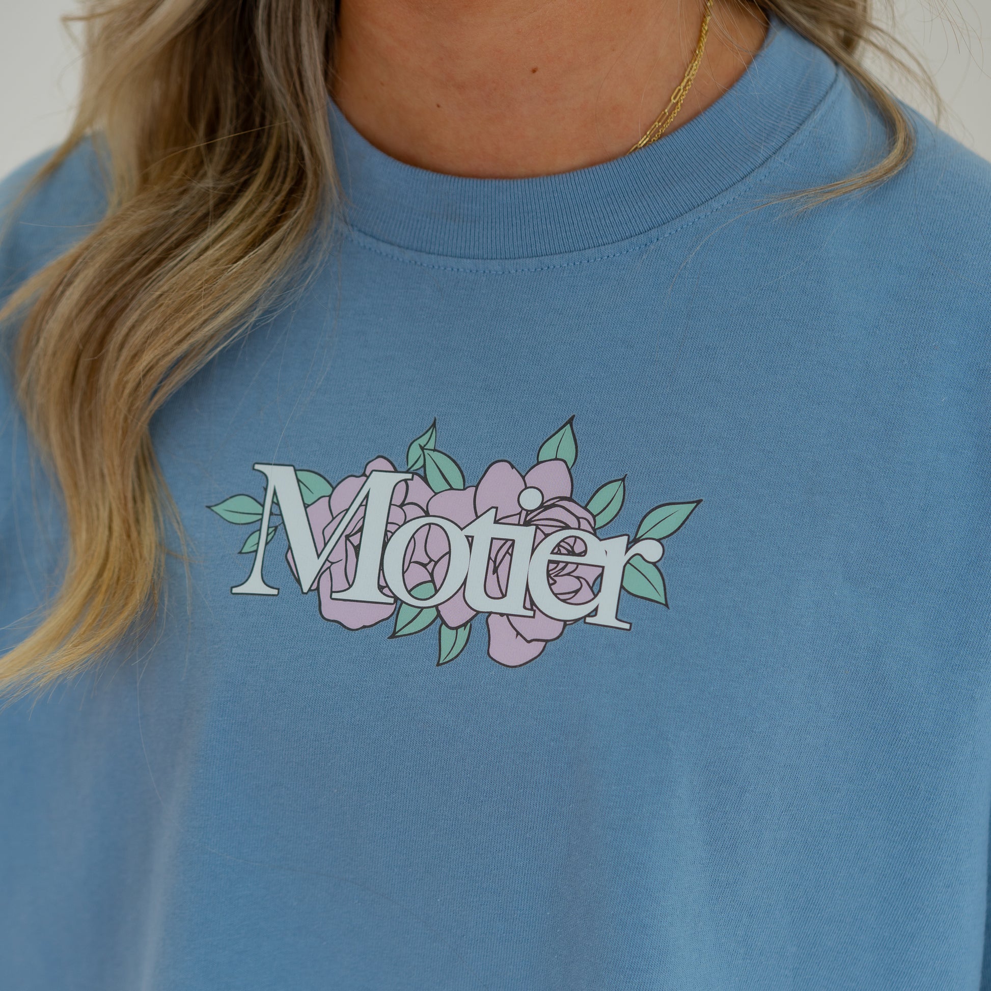 The Spring Floral Luxe Crop (Slate Blue) - Motier Lafayette 