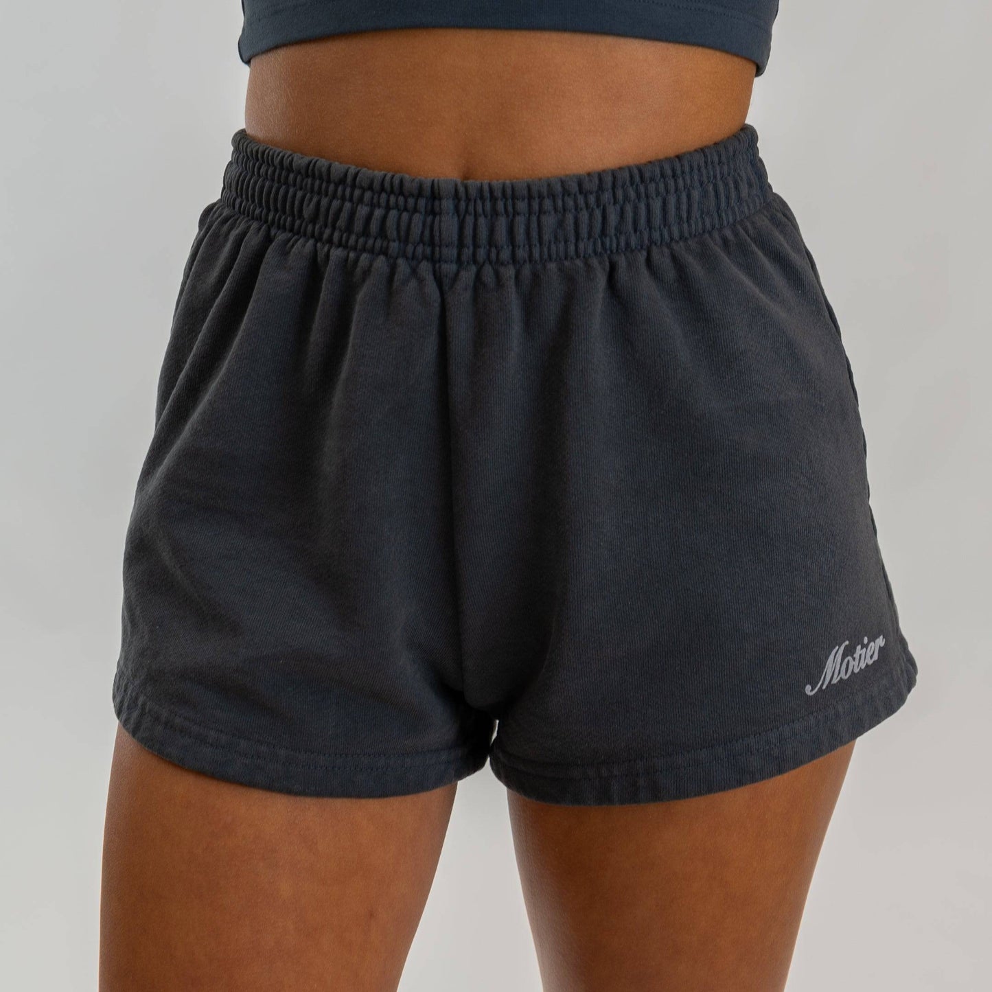 The Script Luxe Sweatshorts (Asphalt) - Motier Lafayette 
