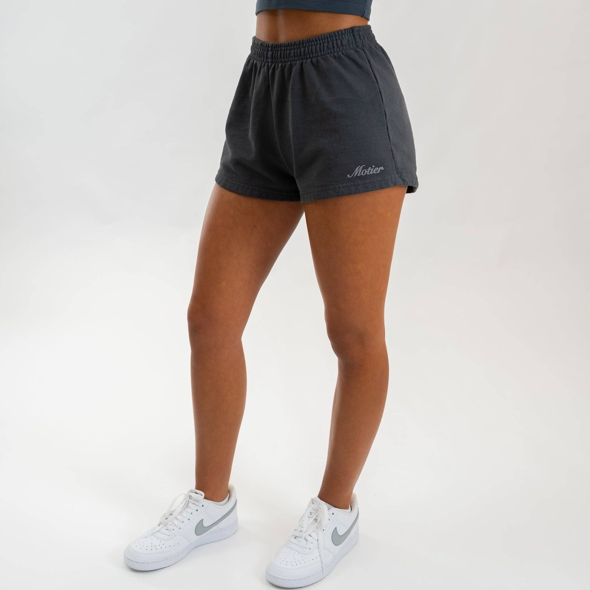 The Script Luxe Sweatshorts (Asphalt) - Motier Lafayette 