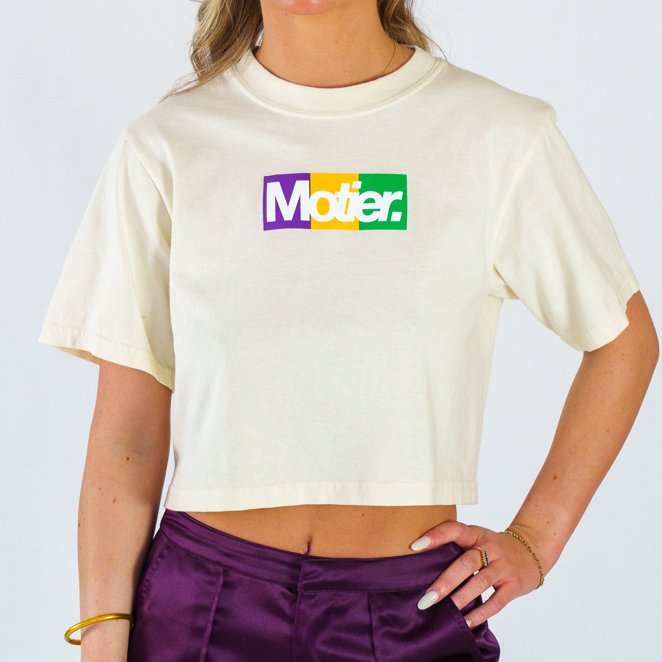 The Mardi Gras Box Luxe Crop (Cream)
