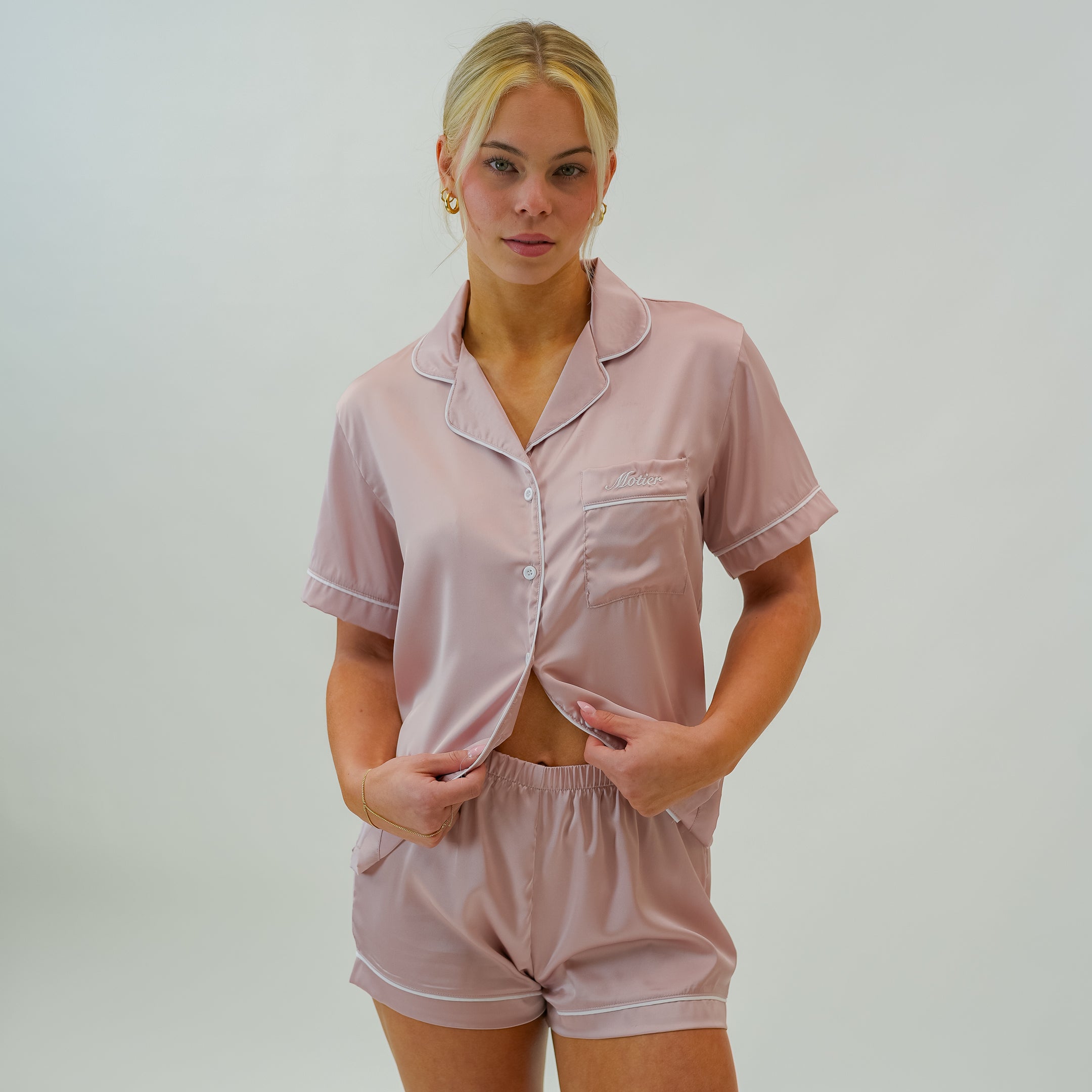 The Motier Silk Pajama Set (Rosé) - Motier Lafayette 