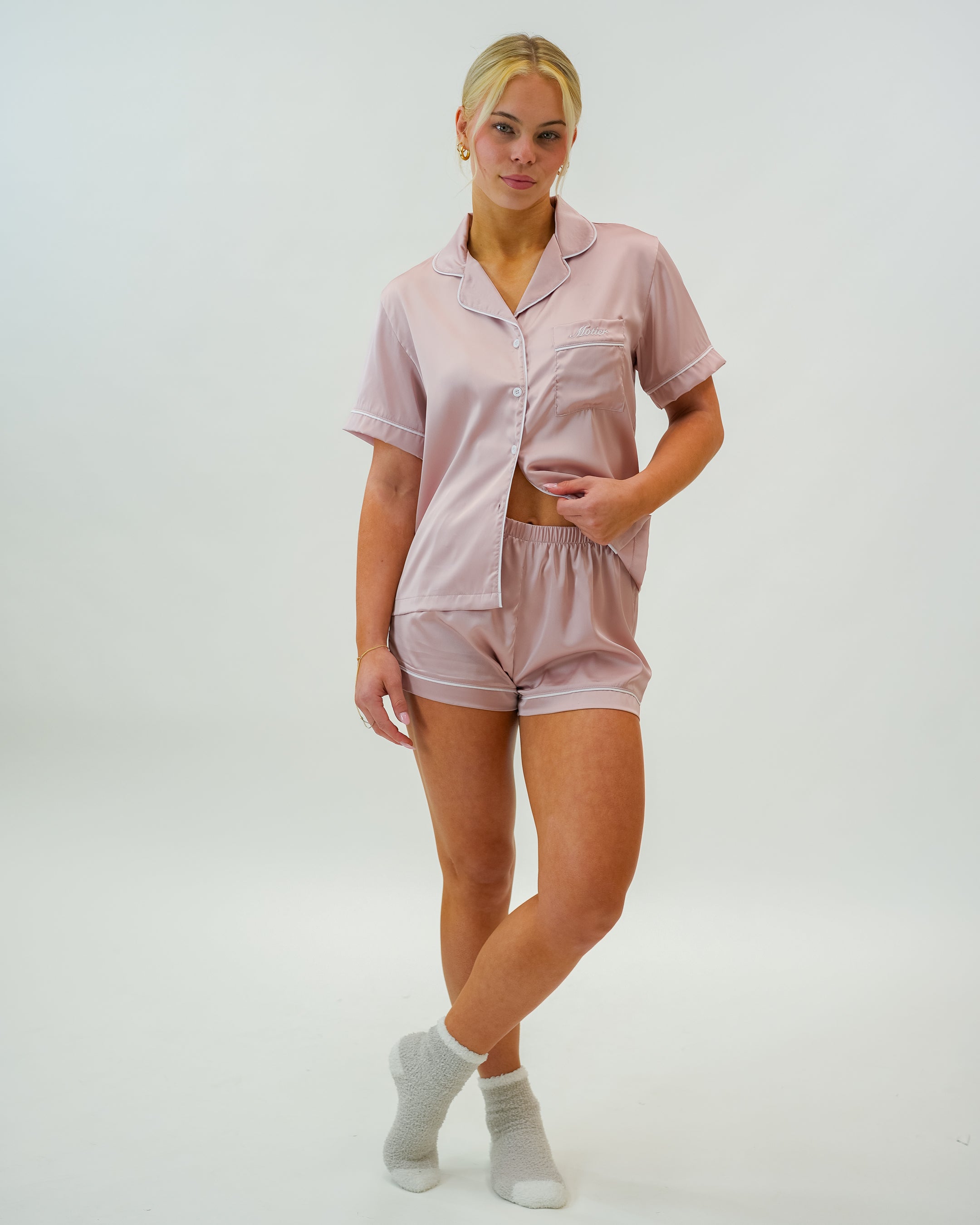 The Motier Silk Pajama Set (Rosé) - Motier Lafayette 