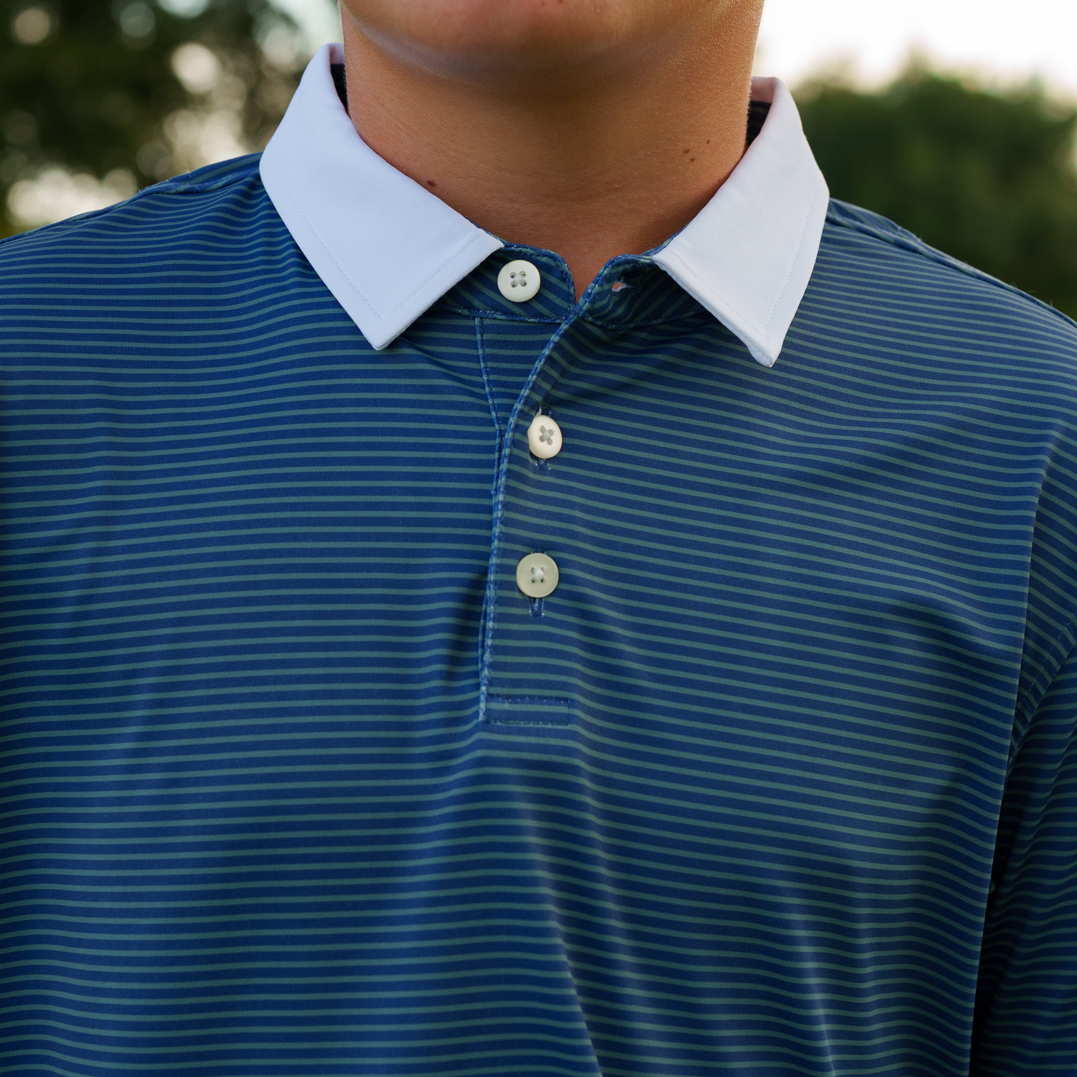 The Motier Youth Tour Fine Stripe Polo (Cypress)