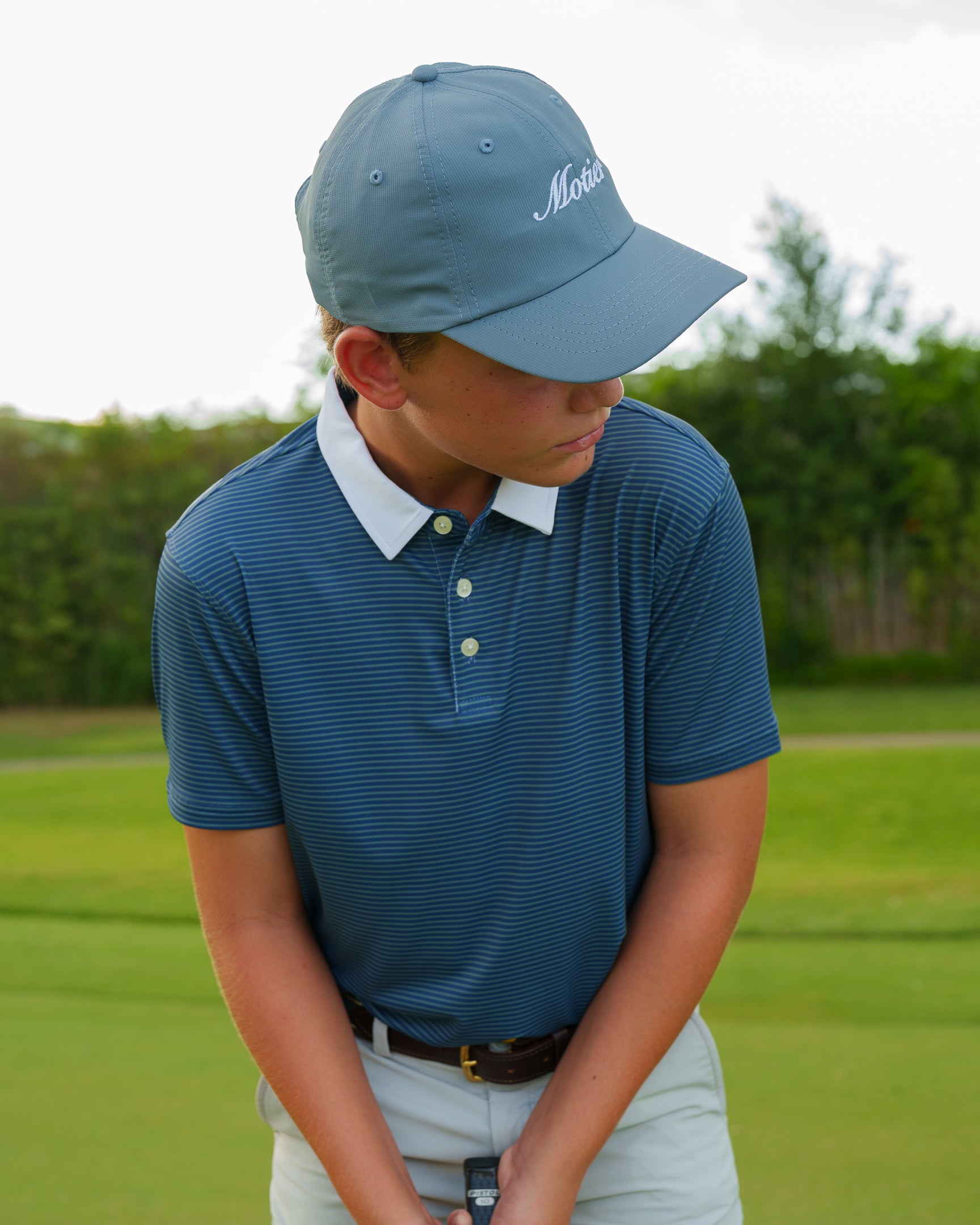 The Motier Youth Tour Fine Stripe Polo (Cypress)