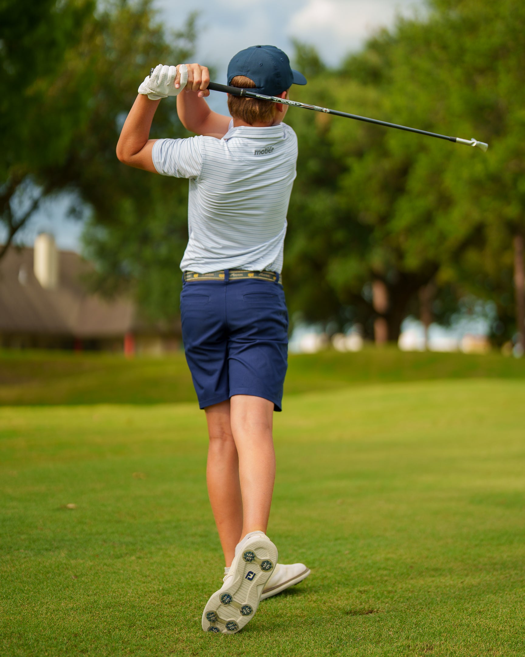 The Motier Youth Tour Striped Polo (Grey Mist)