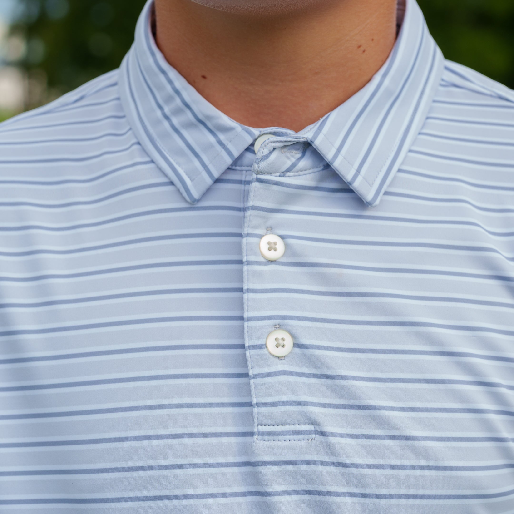 The Motier Youth Tour Striped Polo (Grey Mist)