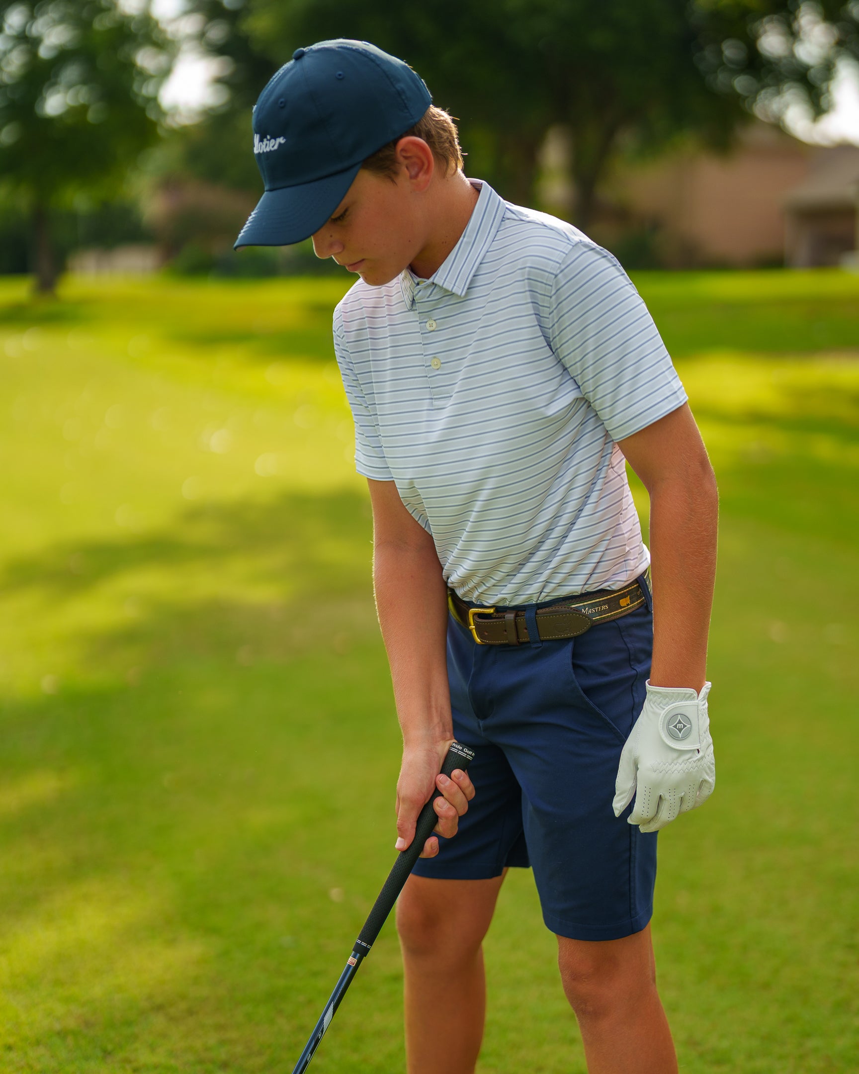 The Motier Youth Tour Striped Polo (Grey Mist)