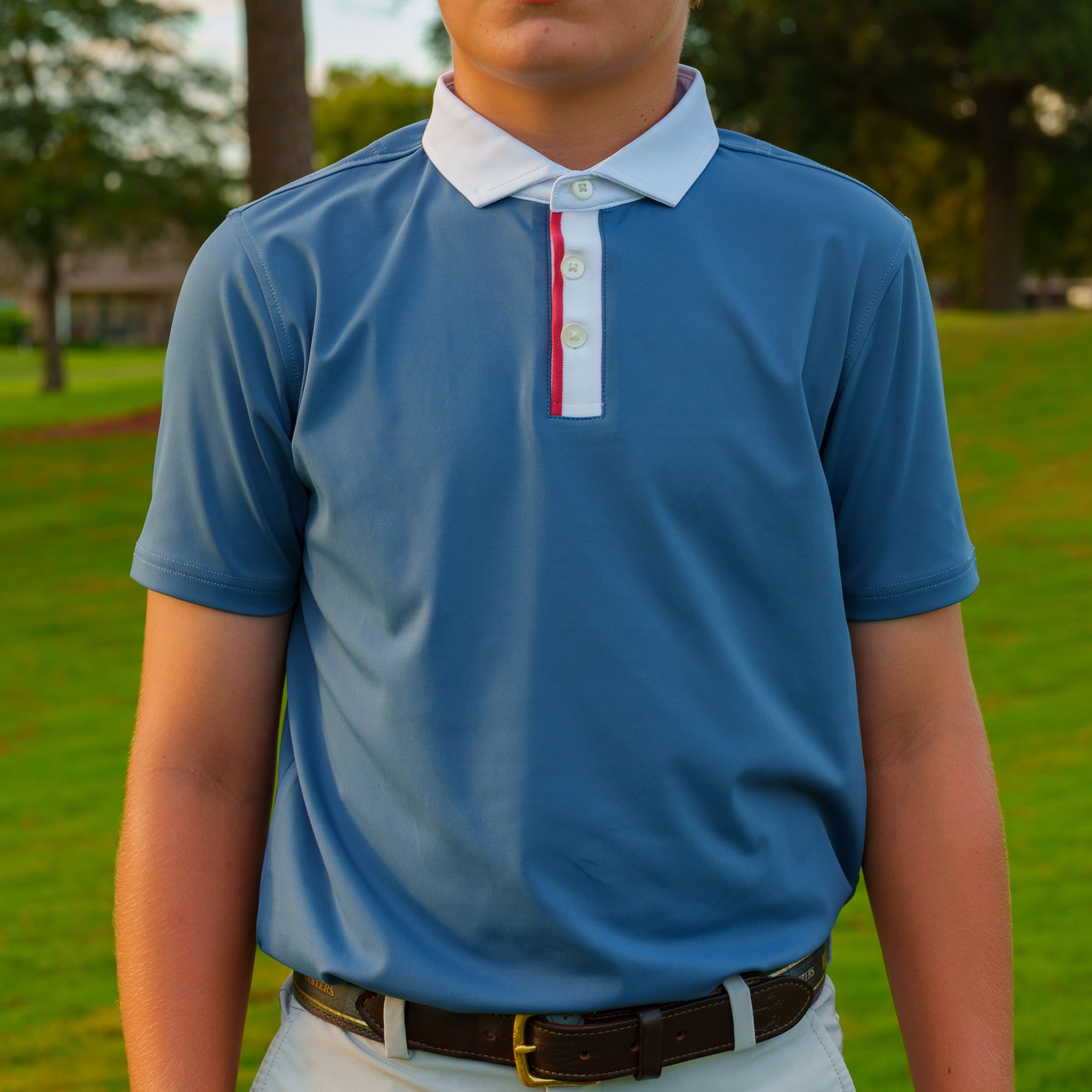 The Motier Youth Tour Placket Stripe Polo (Navy)