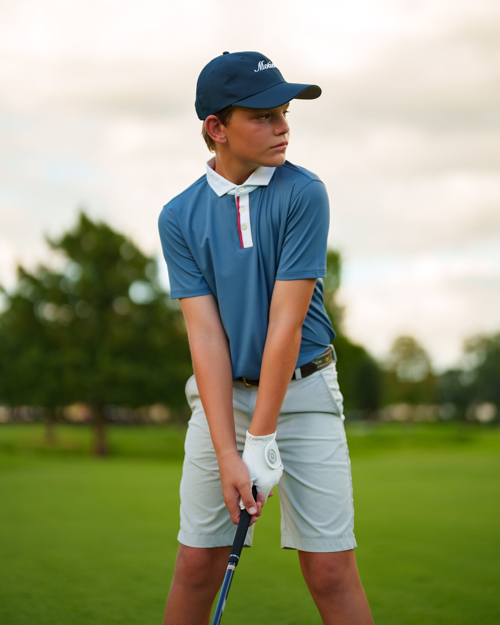 The Motier Youth Tour Placket Stripe Polo (Navy)