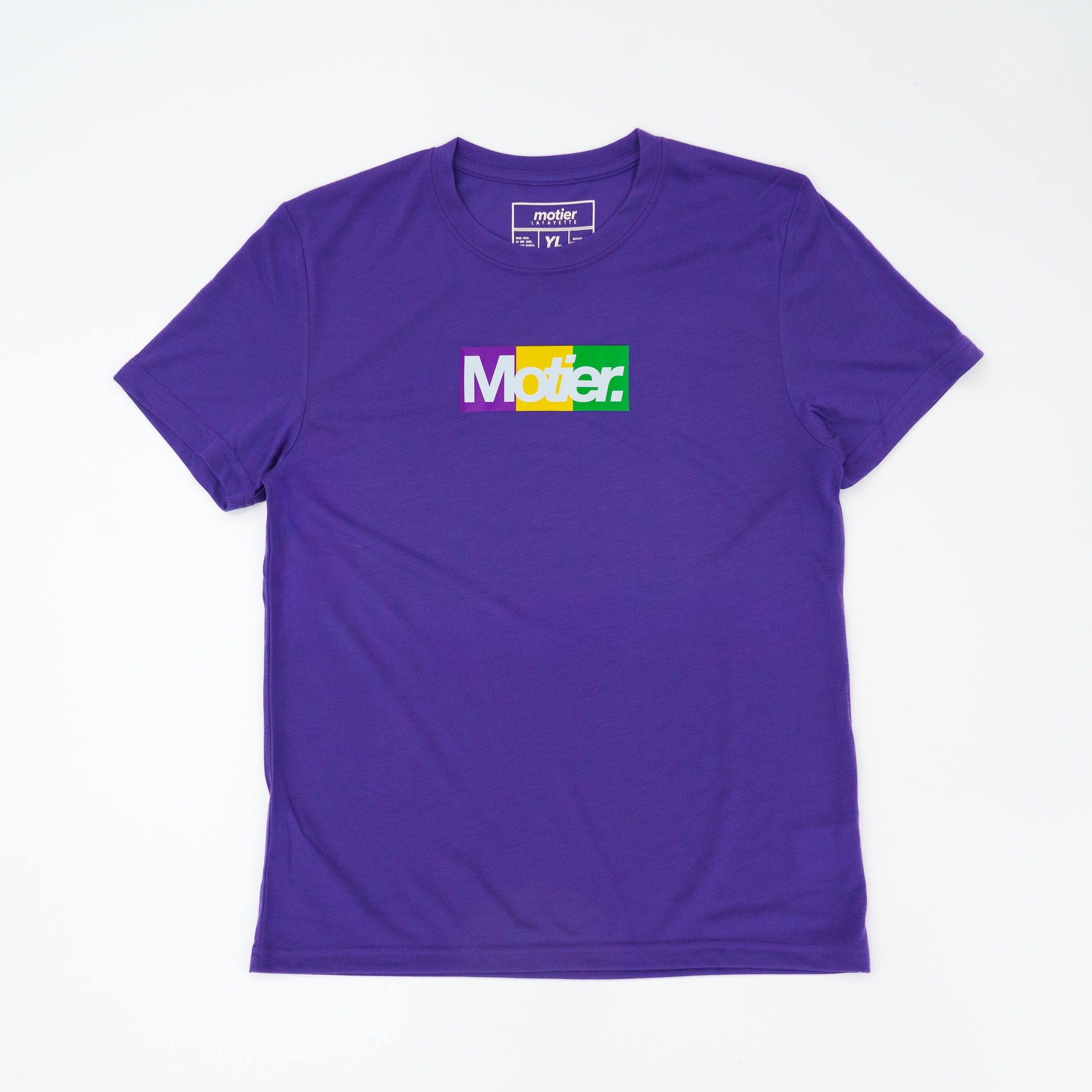 The Youth Krewe De Motier Box Logo Active Tee (Purple) - Motier Lafayette 