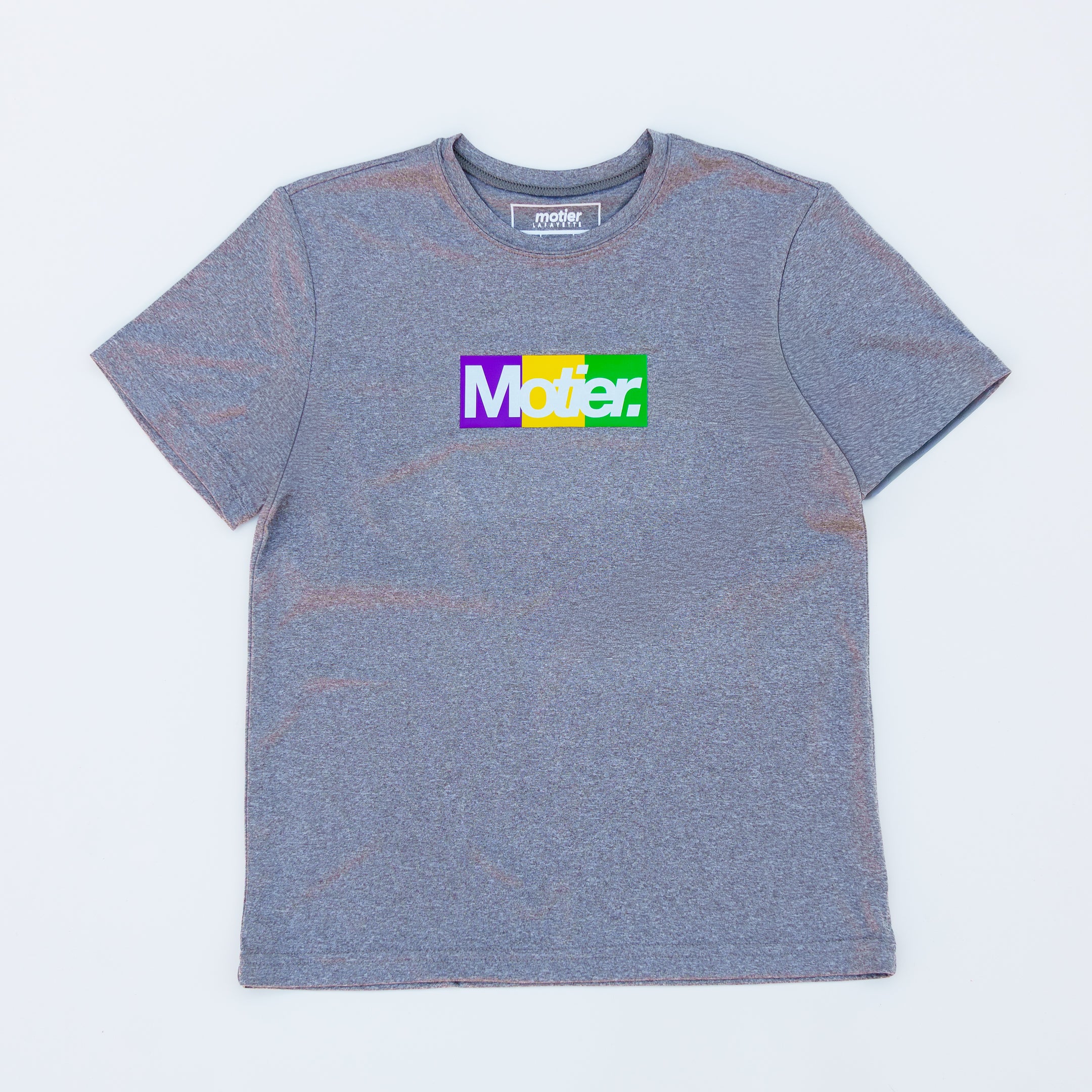 The Youth Krewe De Motier Box Logo Active Tee (Grey) - Motier Lafayette 