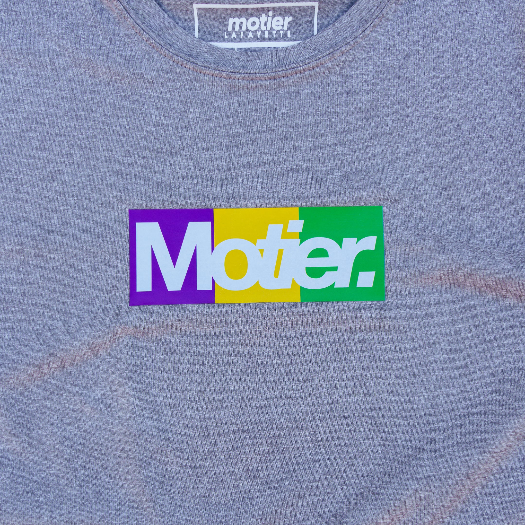 The Youth Krewe De Motier Box Logo Active Tee (Grey) - Motier Lafayette 
