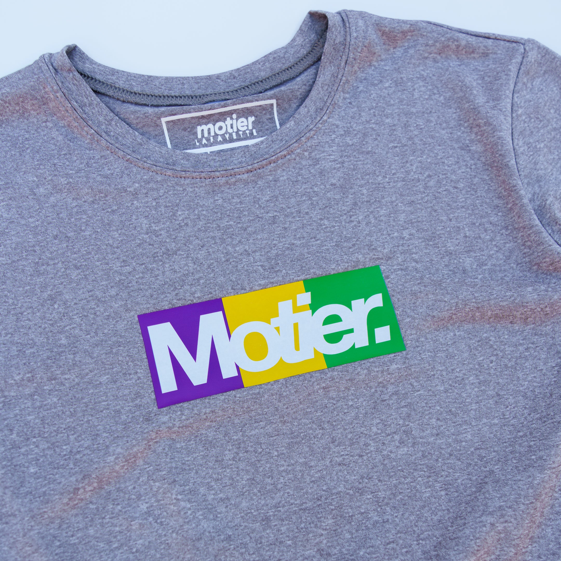 The Youth Krewe De Motier Box Logo Active Tee (Grey) - Motier Lafayette 