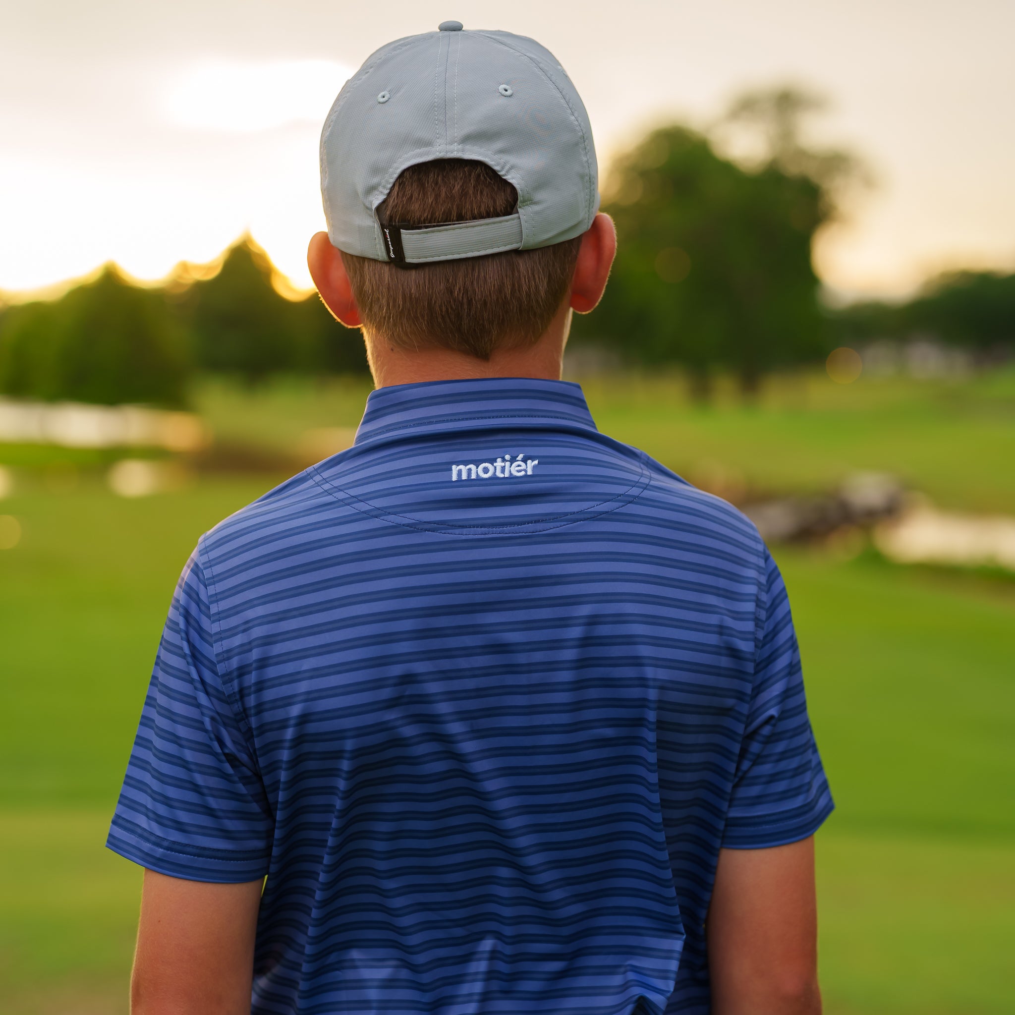The Motier Striped Youth Tour Golf Polo (Oceana) - Motier Lafayette 