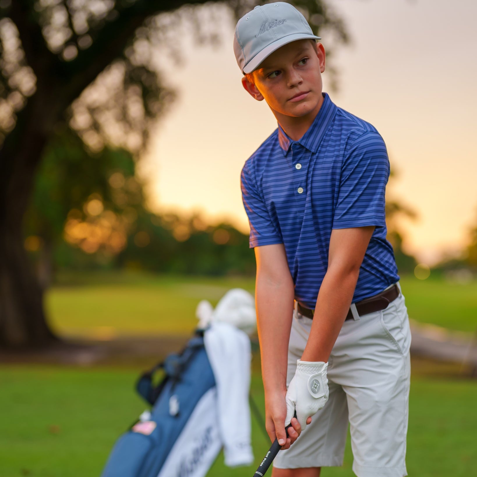 The Motier Striped Youth Tour Golf Polo (Oceana) - Motier Lafayette 