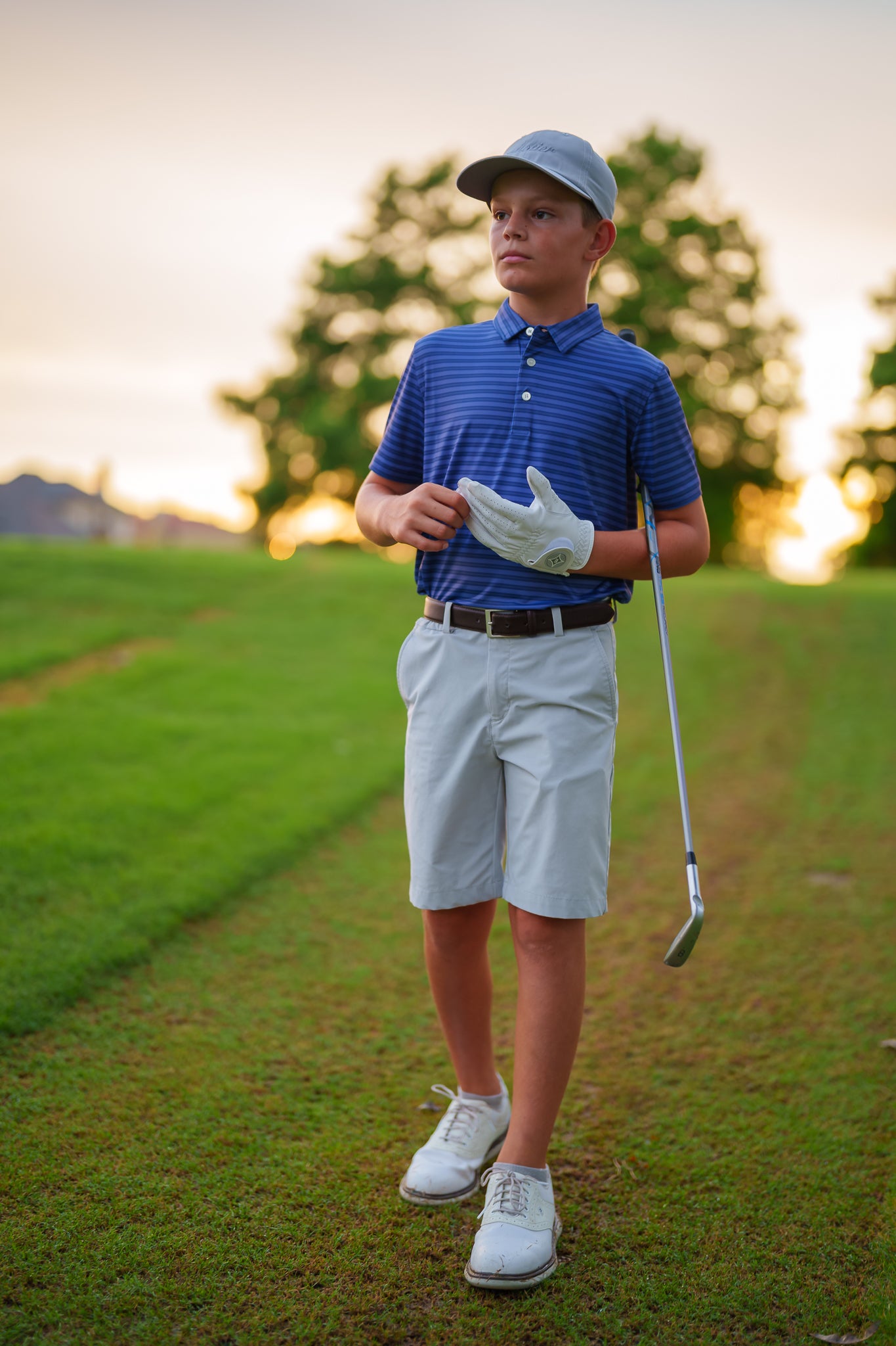 The Motier Striped Youth Tour Golf Polo (Oceana) - Motier Lafayette 